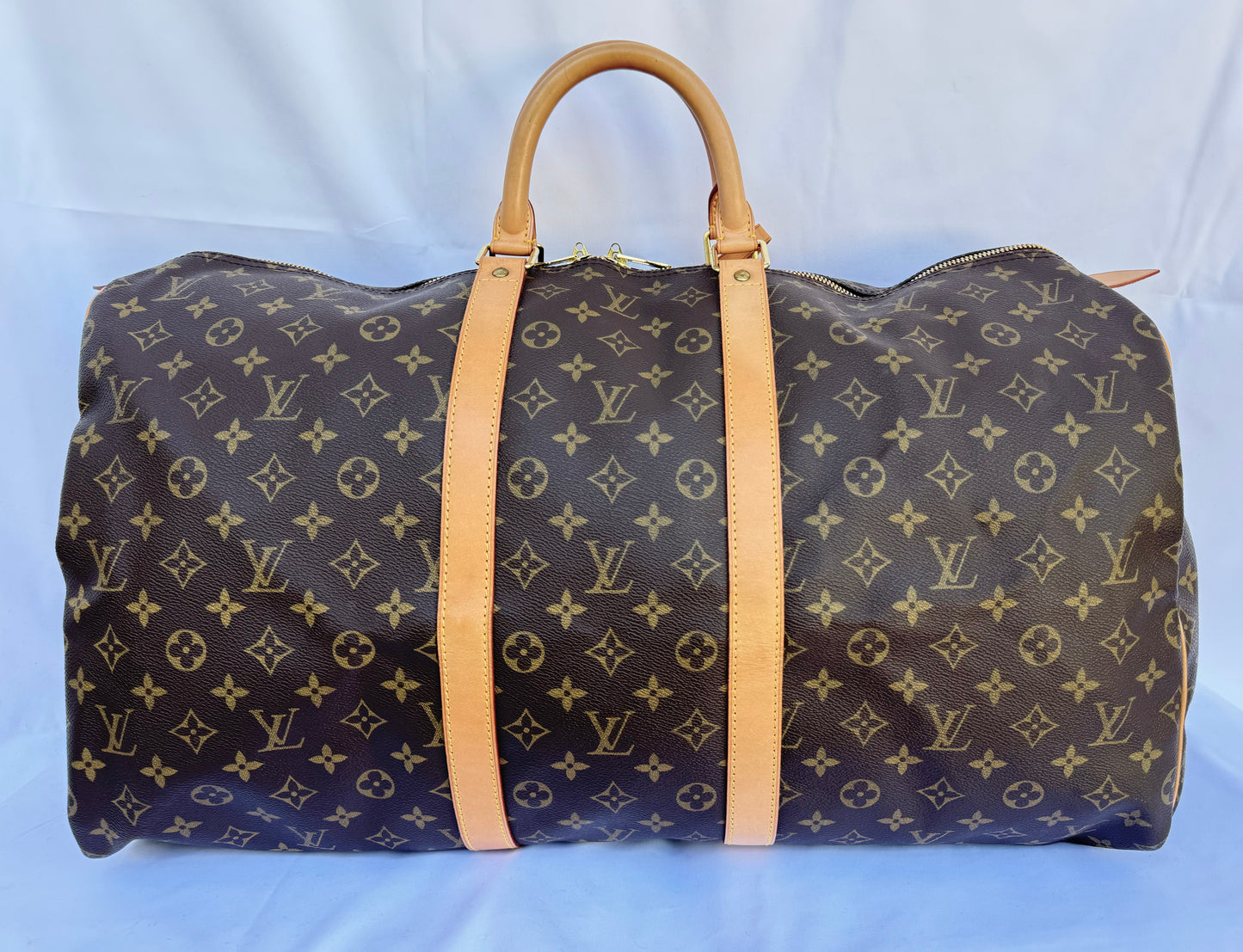Louis Vuitton Keepall 55 Boston Duffle Travel Bag Brown Canvas