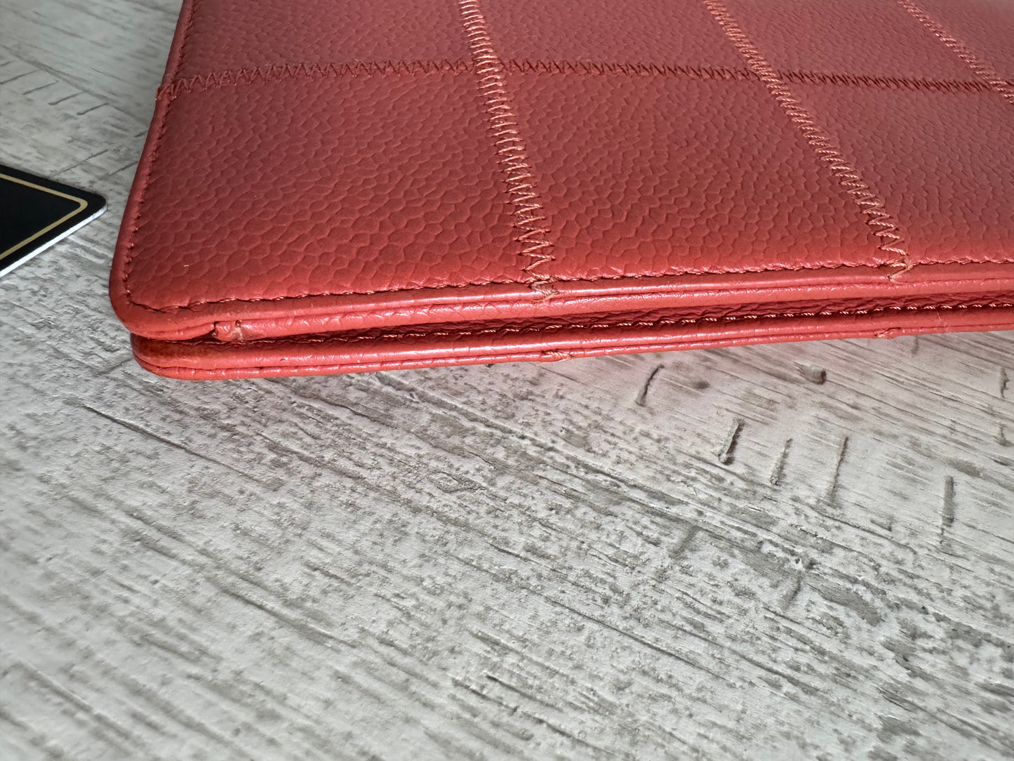 CHANEL Logo Caviar Skin Long Bifold Wallet