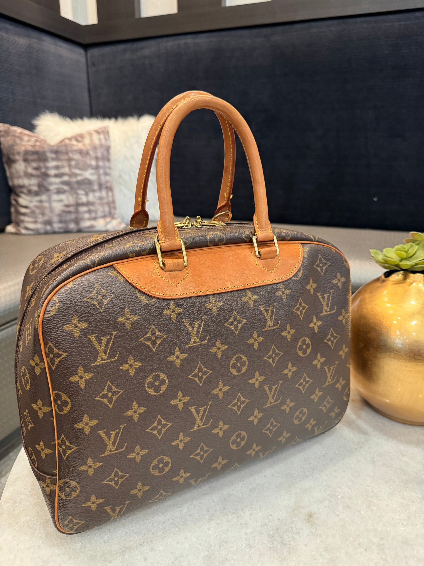 Louis Vuitton LV Hand Bag Deauville Brown Monogram