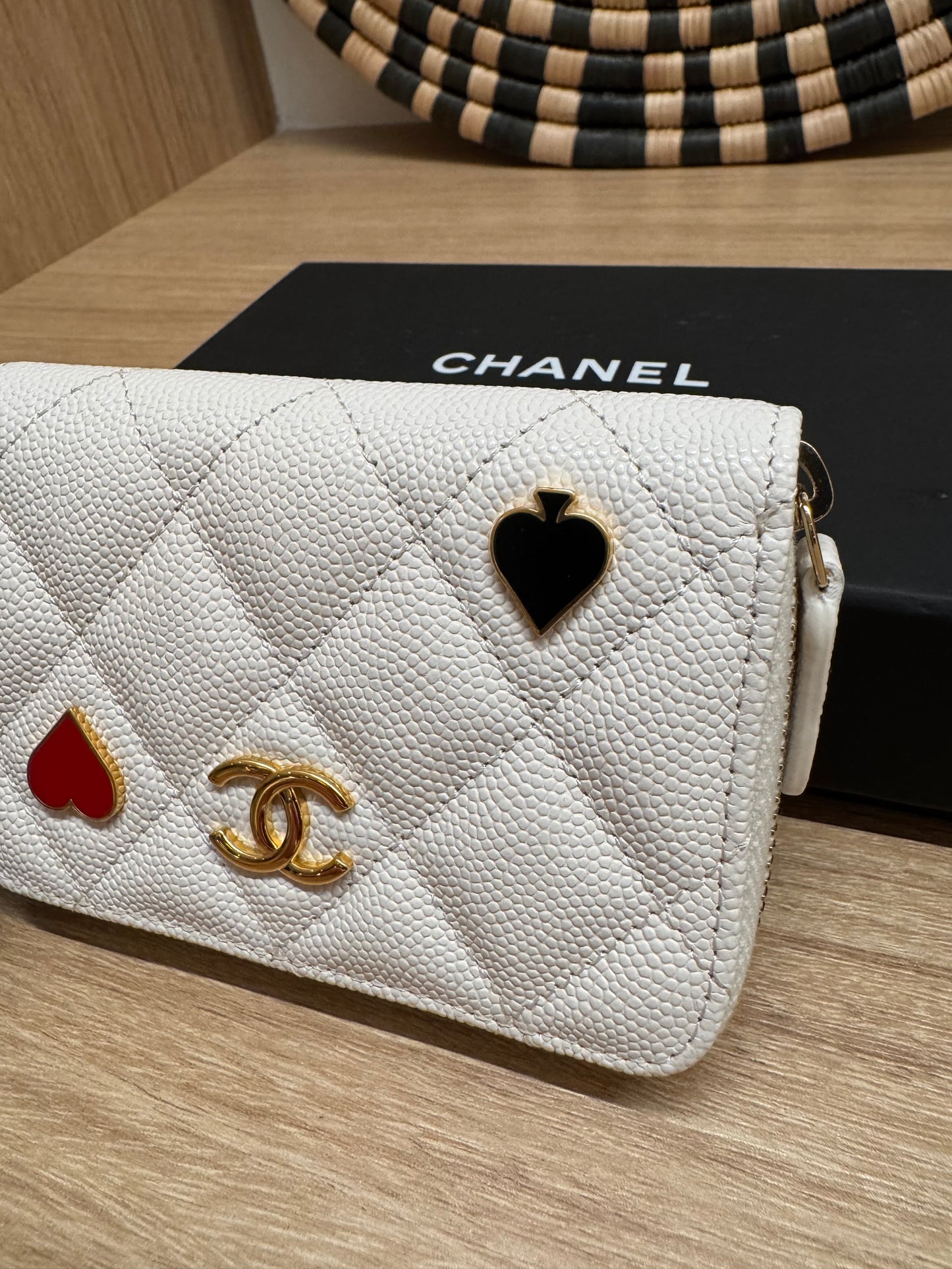 Chanel Zipped Coin Purse Casino White Caviar Limited Edition NEW