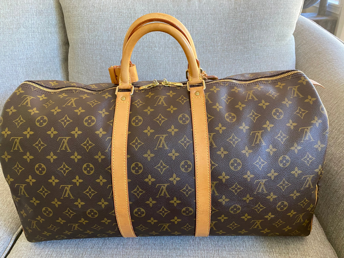 Louis Vuitton Keepall 55 Brown Monogram Canvas Duffle Travel Bag