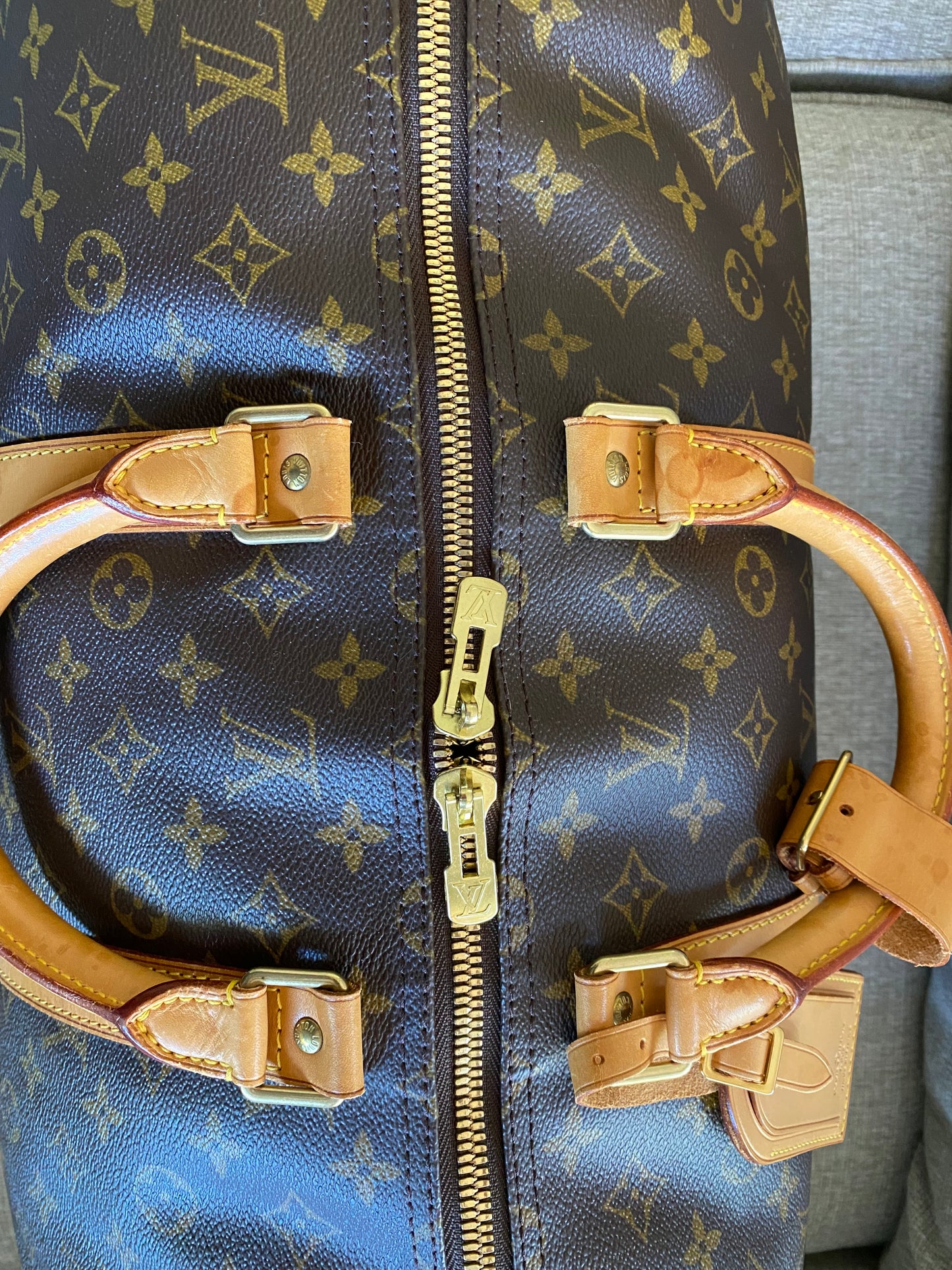 Louis Vuitton Keepall 55 Brown Monogram Canvas Duffle Travel Bag