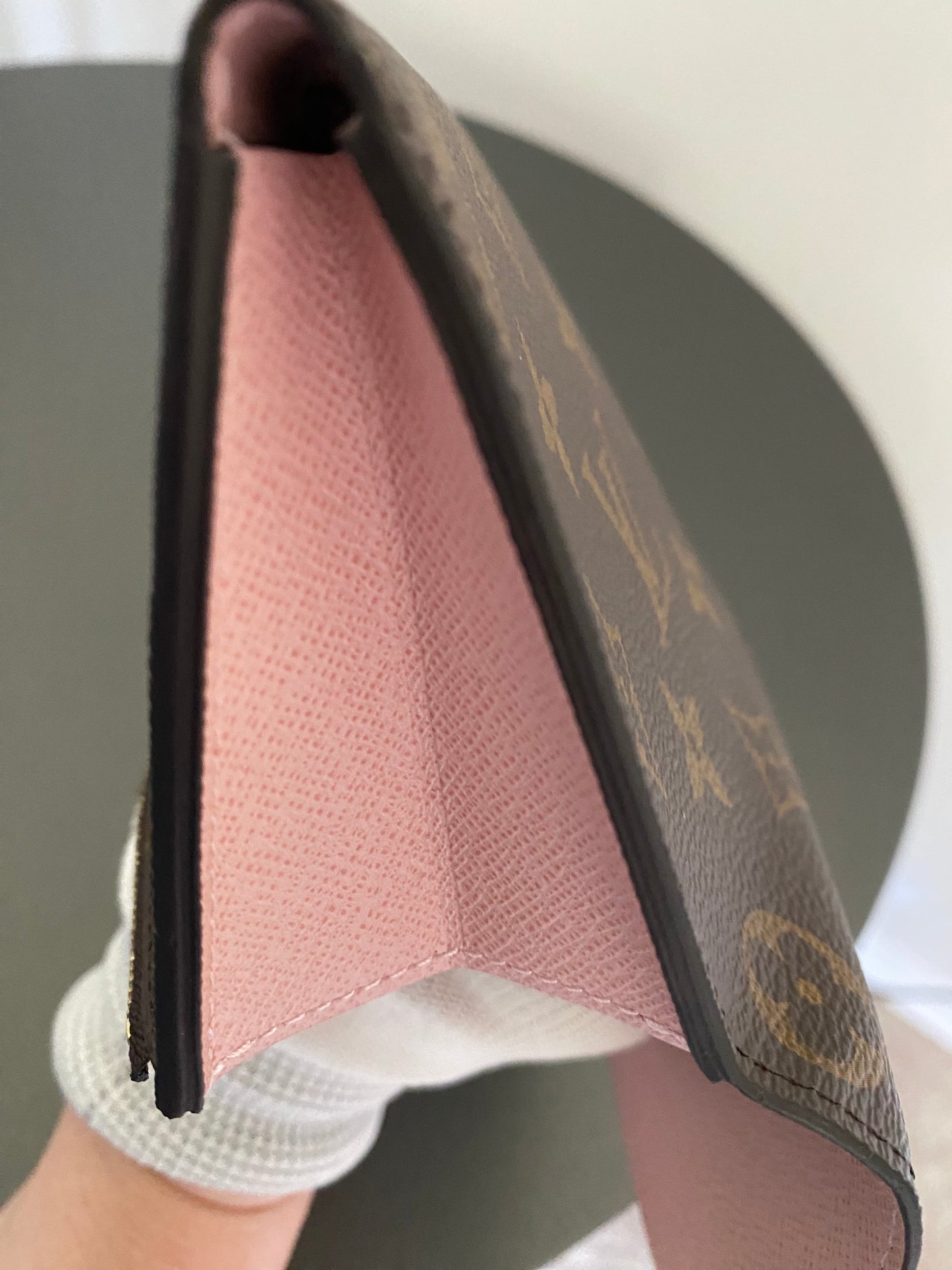 LOUIS VUITTON Emilie Wallet Pink Brown Monogram Canvas