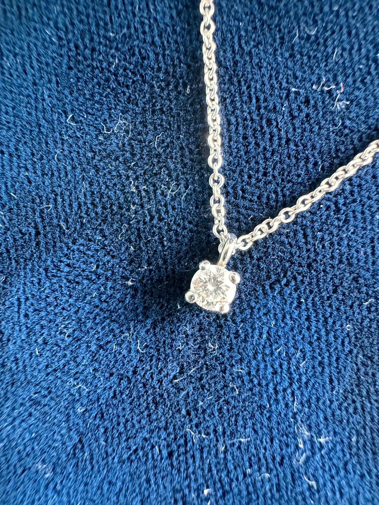 Tiffany & Co Platinum Solitaire Pendant Necklace 18" with Round Diamond
