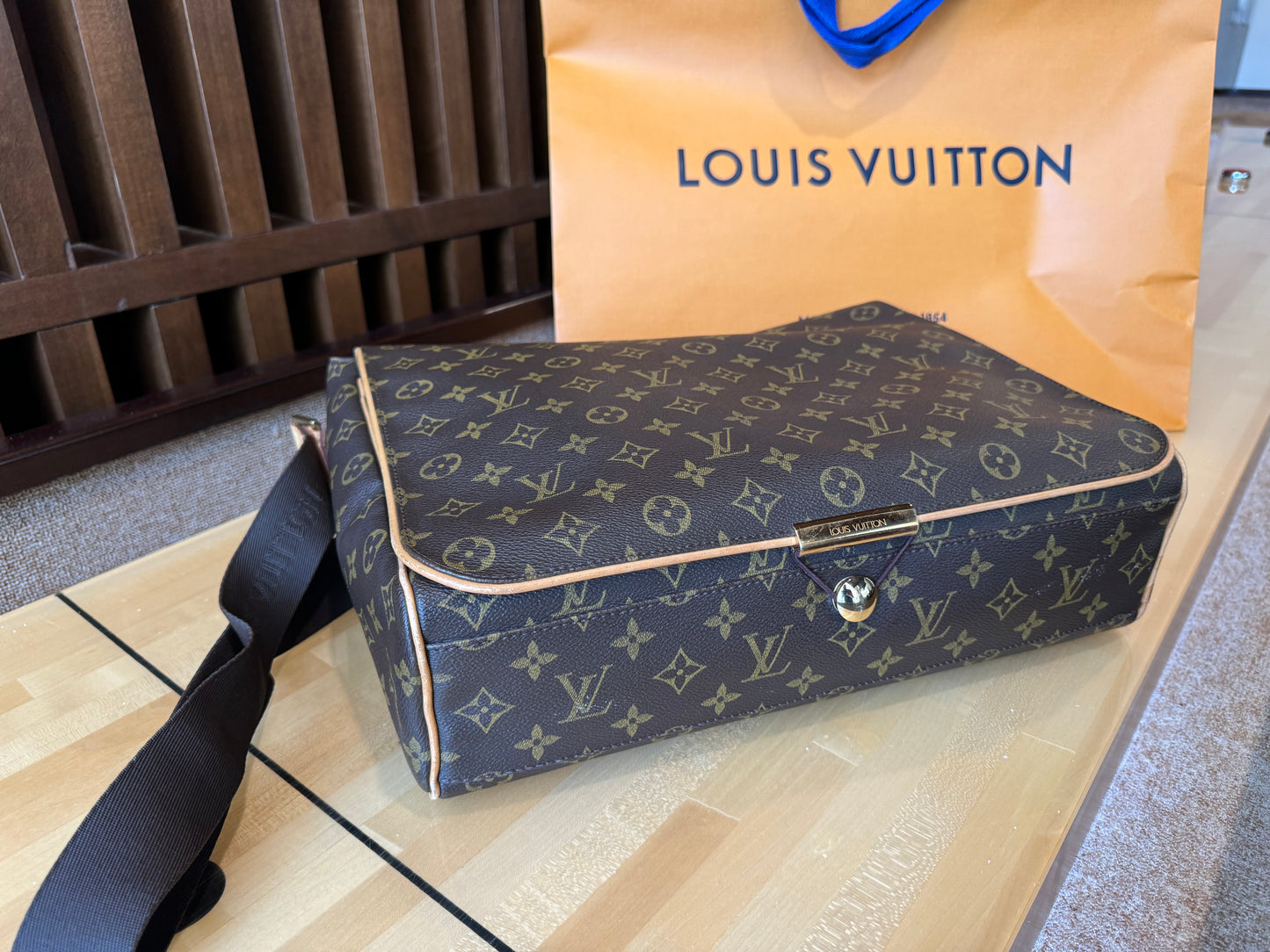 Louis Vuitton Abbesses Messenger Crossbody Laptop Bag Brown Monogram