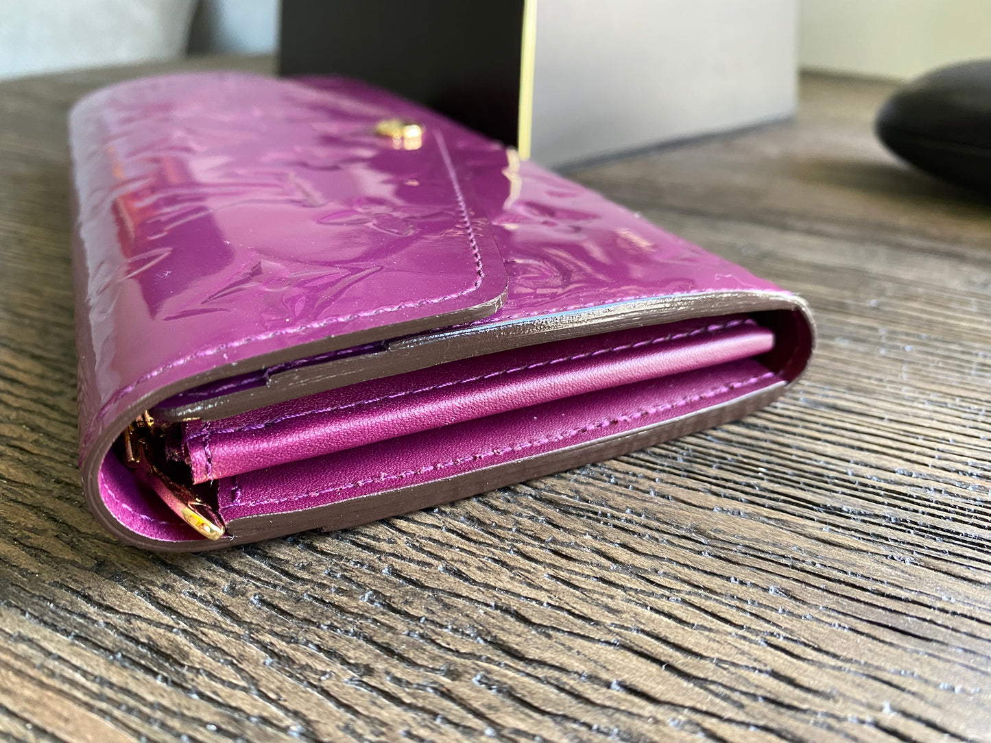 Louis Vuitton Long Wallet Portefeuille Sarah Purple Vernis