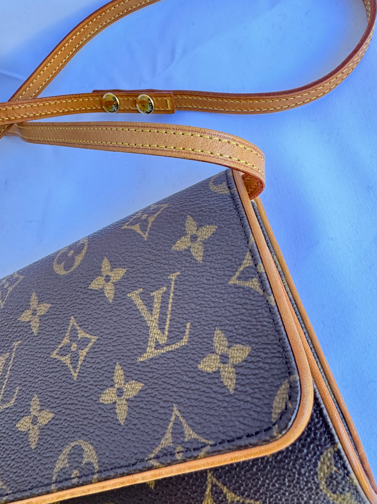 Louis Vuitton Pochette Twin GM Crossbody Bag Brown Monogram Canvas