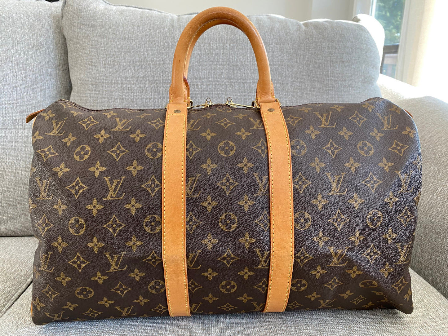 Louis Vuitton LV Keepall 45 Brown Monogram Travel Duffle Bag
