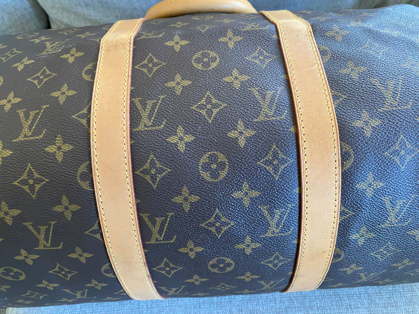 Louis Vuitton Keepall 50 Brown Canvas Duffle Travel Bag