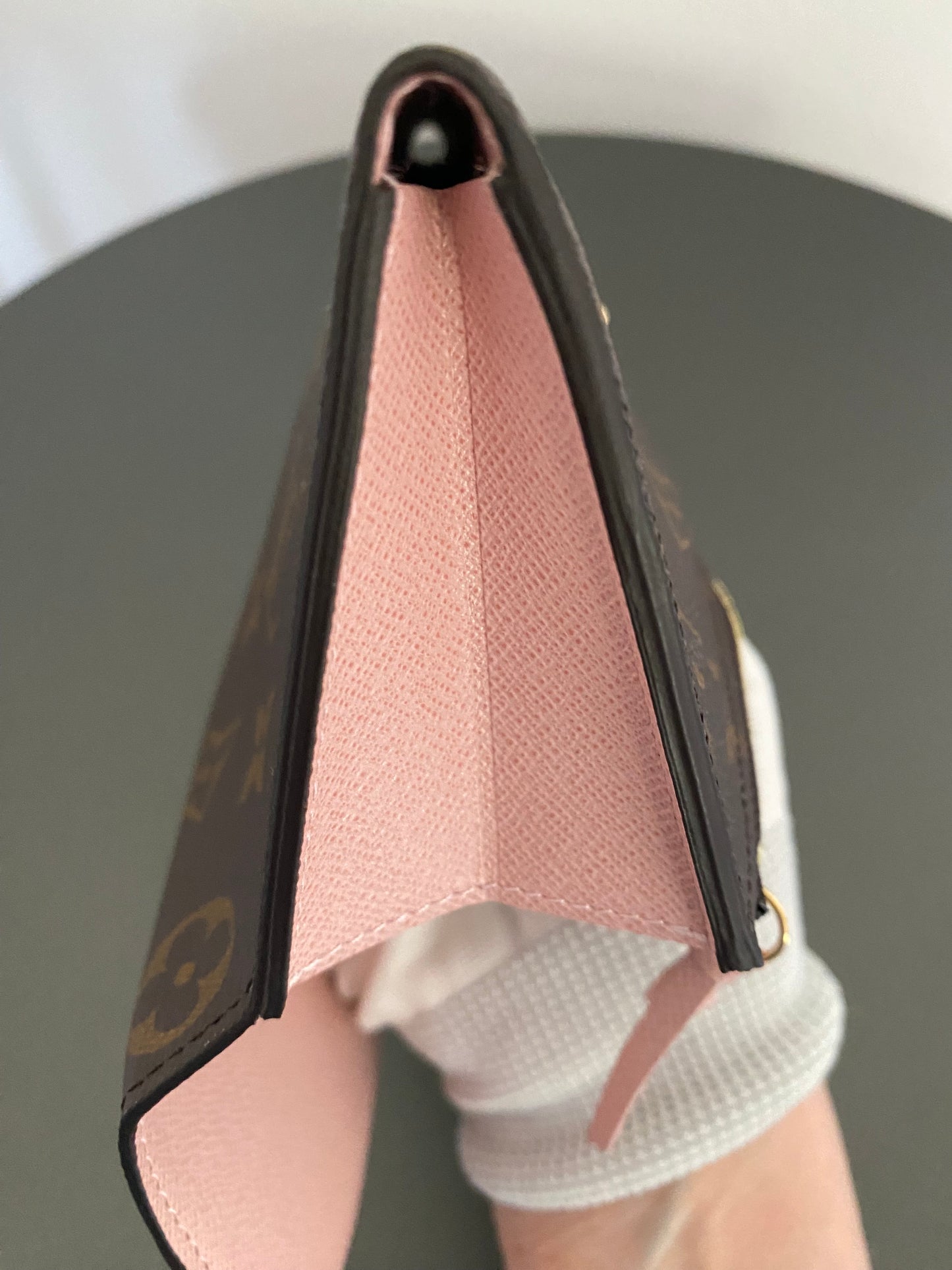 LOUIS VUITTON Emilie Wallet Pink Brown Monogram Canvas