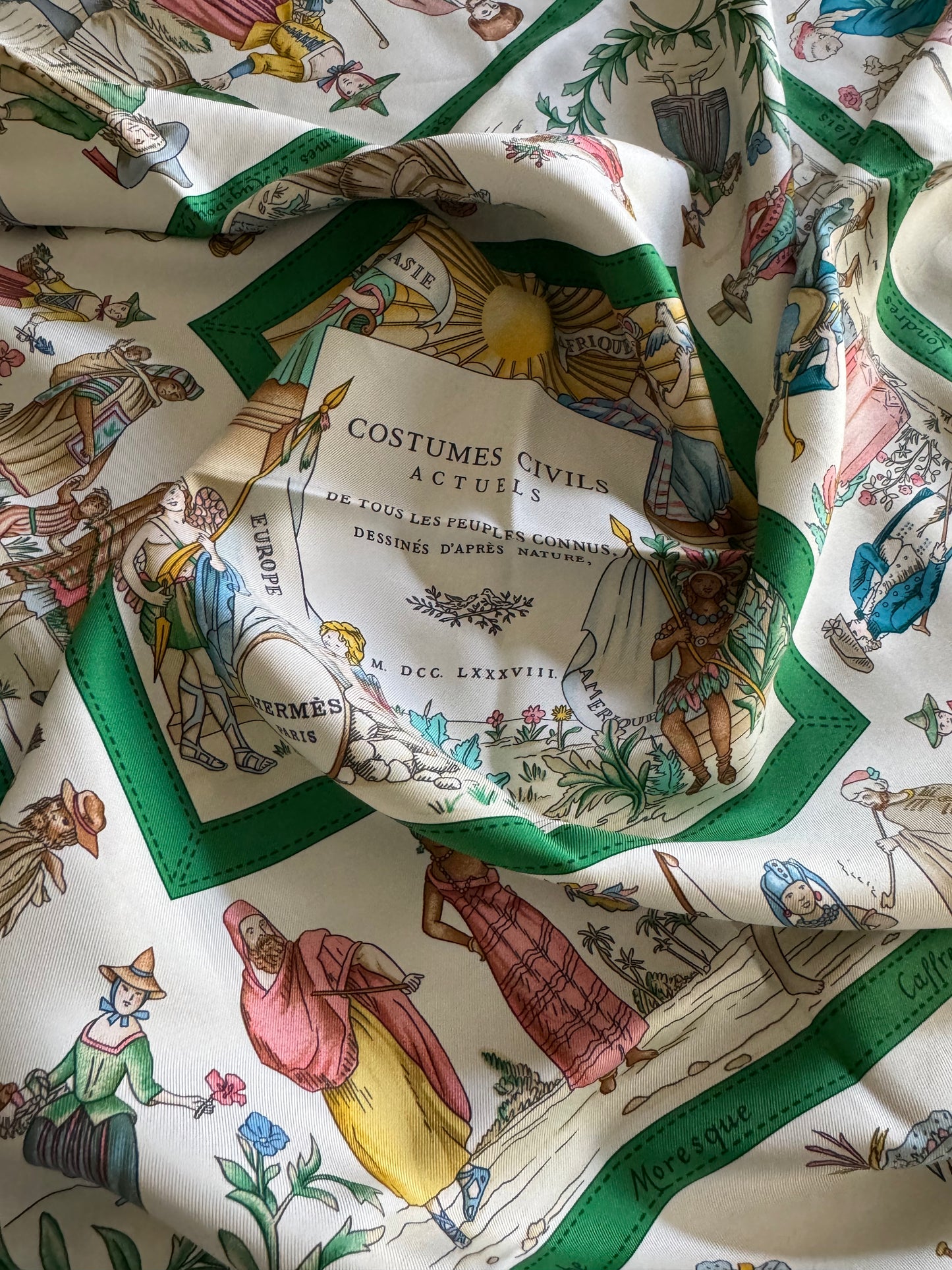 HERMES Costumes Civils Actuels Carre 90 Scarf by De La Perrier