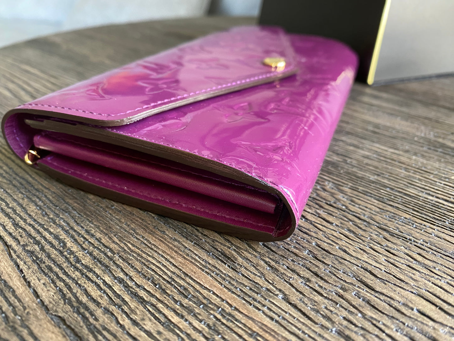 Louis Vuitton Long Wallet Portefeuille Sarah Purple Vernis