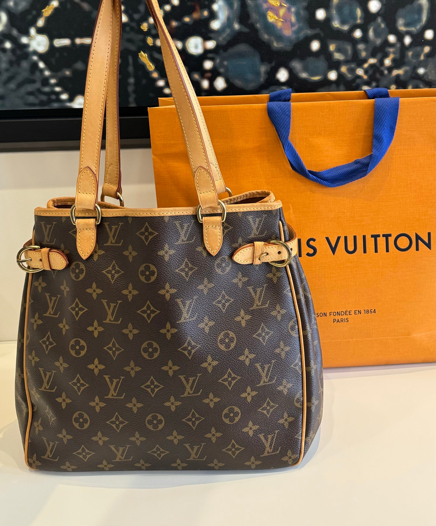 LOUIS VUITTON MONOGRAM BATIGNOLLES VERTICAL HAND TOTE BAG