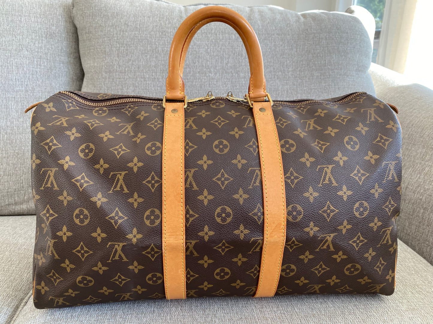 Louis Vuitton LV Keepall 45 Brown Monogram Travel Duffle Bag