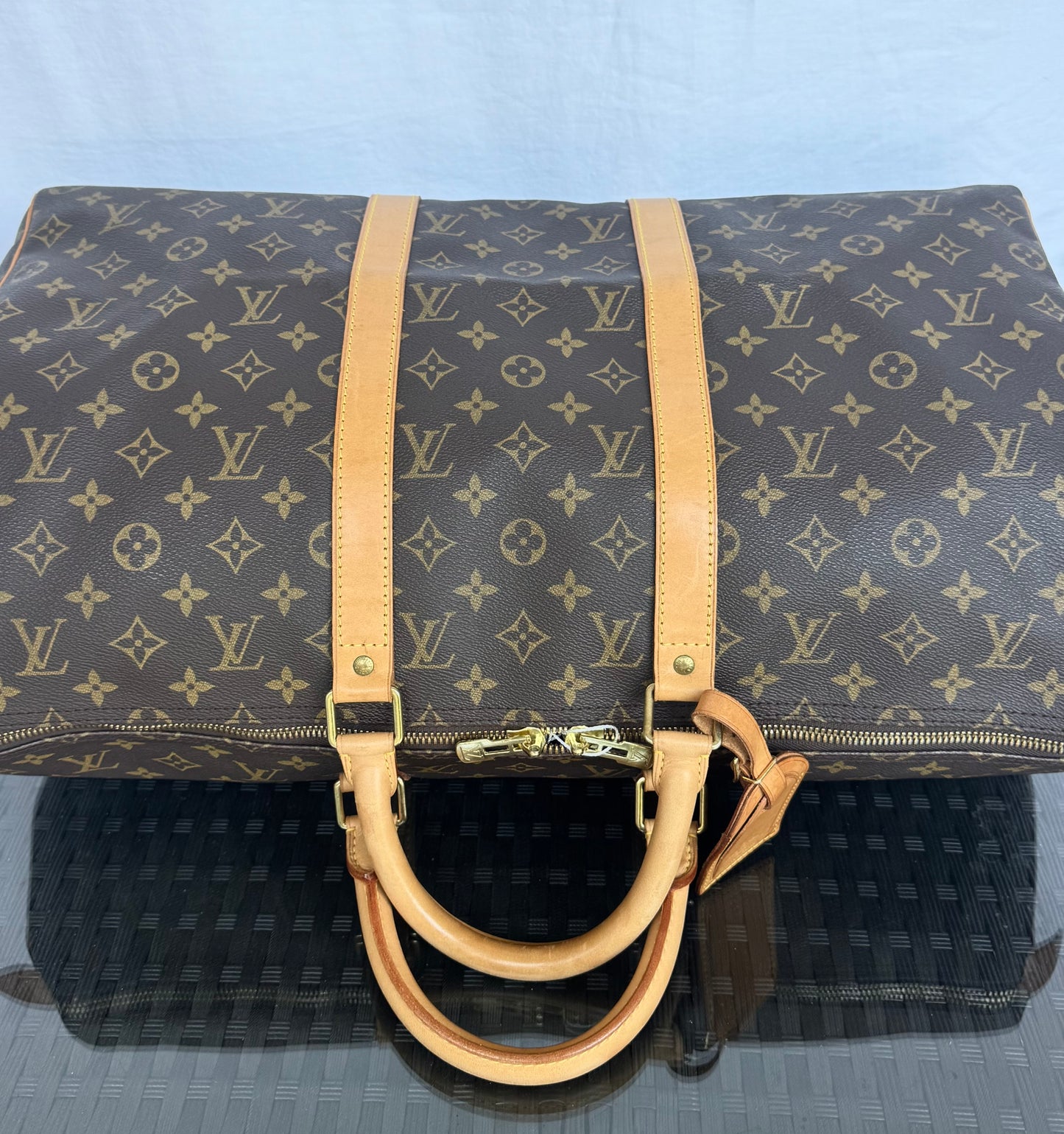 Louis Vuitton Keepall 50 Boston Duffle Travel Carry-On Bag Brown Monogram Canvas