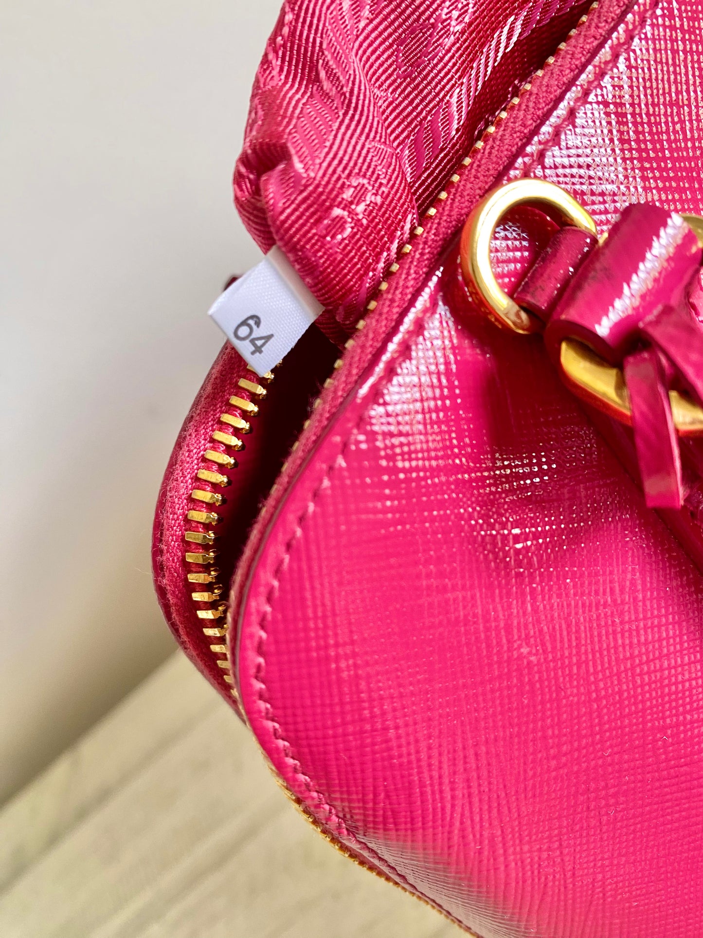 MSRP $2700 Prada Promenade Small Saffiano Vernice Shoulder Bag Color - Peonia