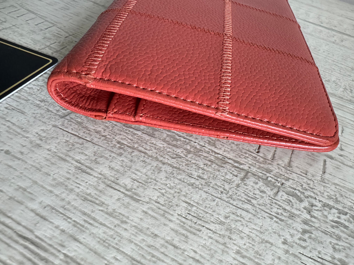 CHANEL Logo Caviar Skin Long Bifold Wallet