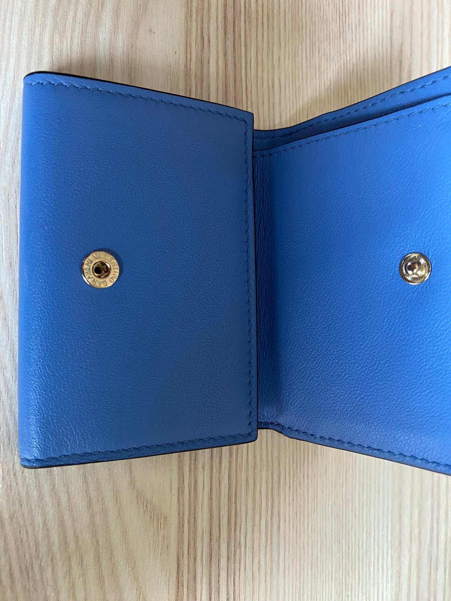 VALENTINO Garavani Rock Studs Leather Compact Trifold Wallet