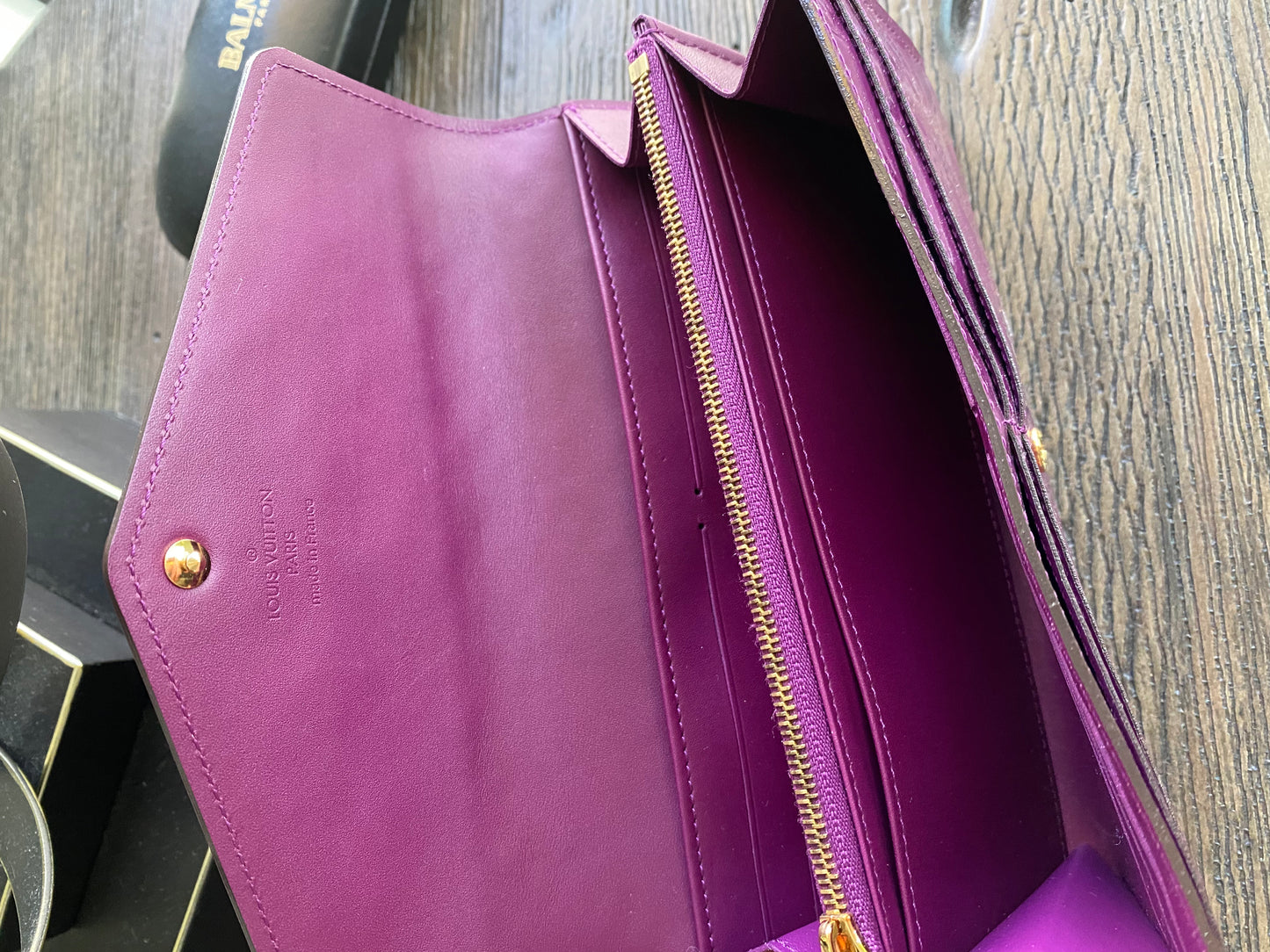 Louis Vuitton Long Wallet Portefeuille Sarah Purple Vernis