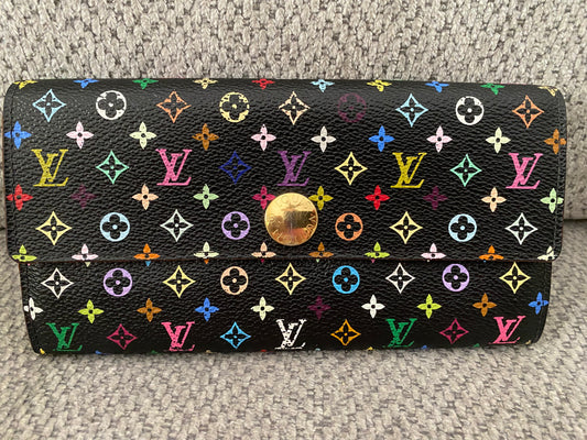 LOUIS VUITTON Monogram Multicolore Portefeuille Sarah Wallet Pistach