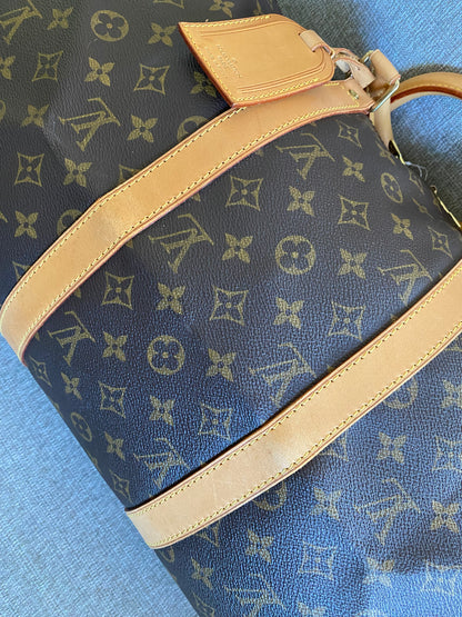 Louis Vuitton Keepall 50 Brown Canvas Duffle Travel Bag
