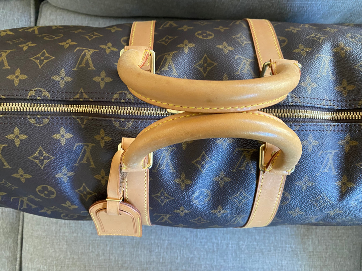 Louis Vuitton Keepall 50 Brown Canvas Duffle Travel Bag