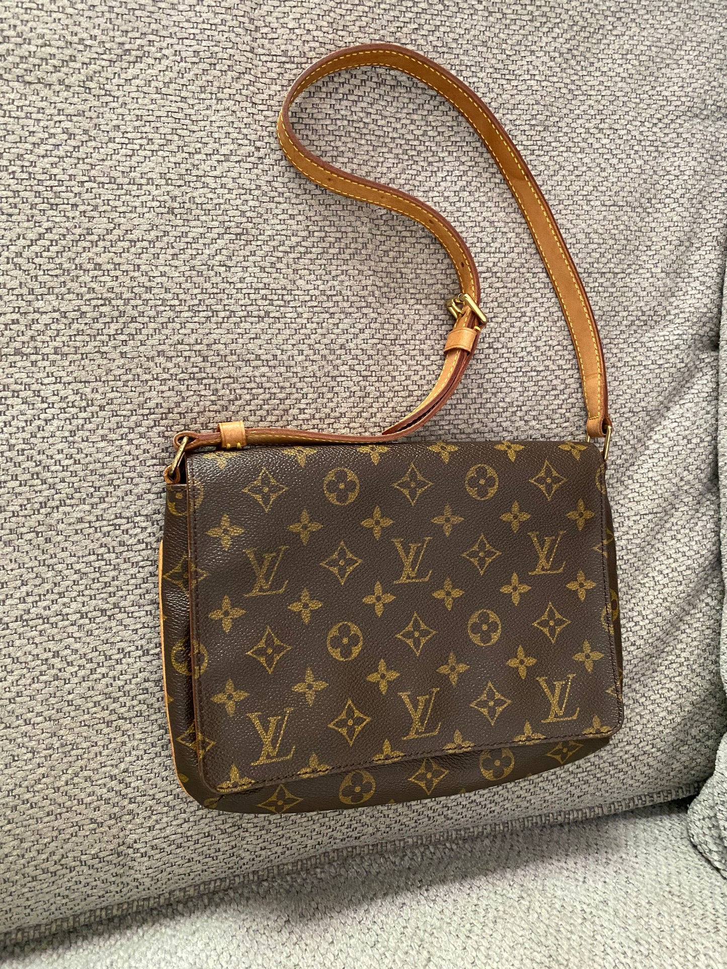 Louis Vuitton Musette Tango Short Shoulder Bag Adjustable Strap Brown Monogram