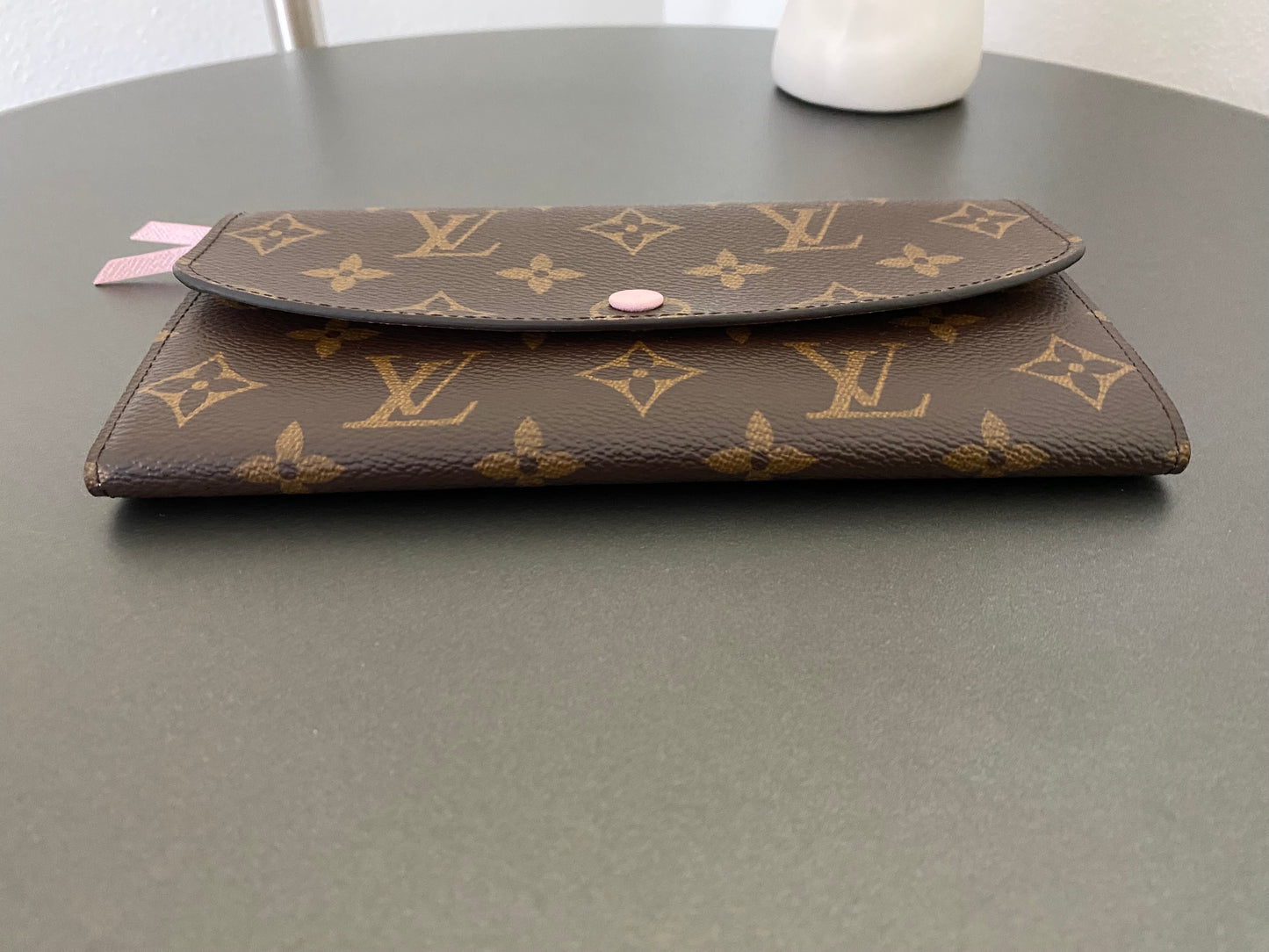 LOUIS VUITTON Emilie Wallet Pink Brown Monogram Canvas