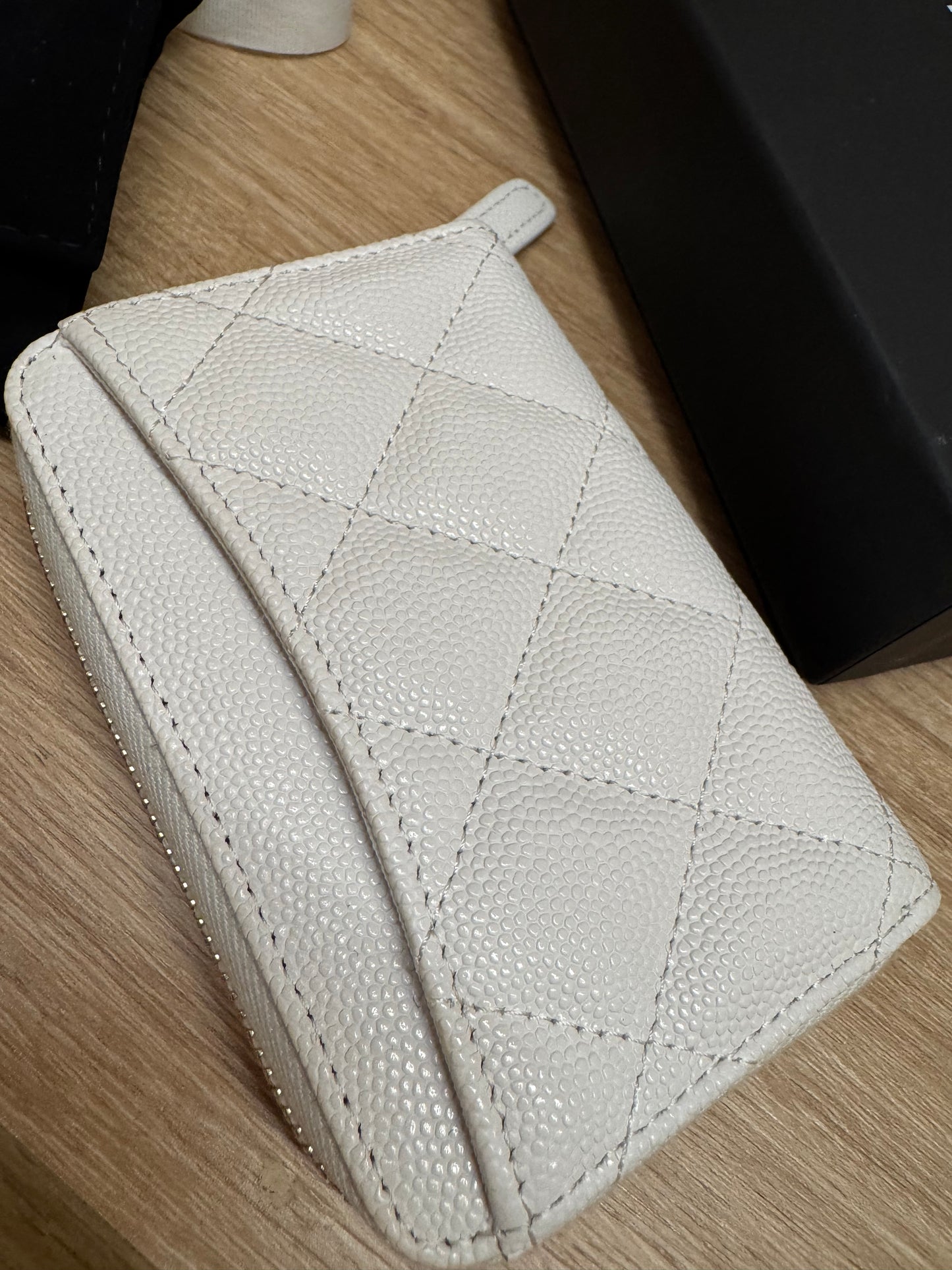 Chanel Zipped Coin Purse Casino White Caviar Limited Edition NEW