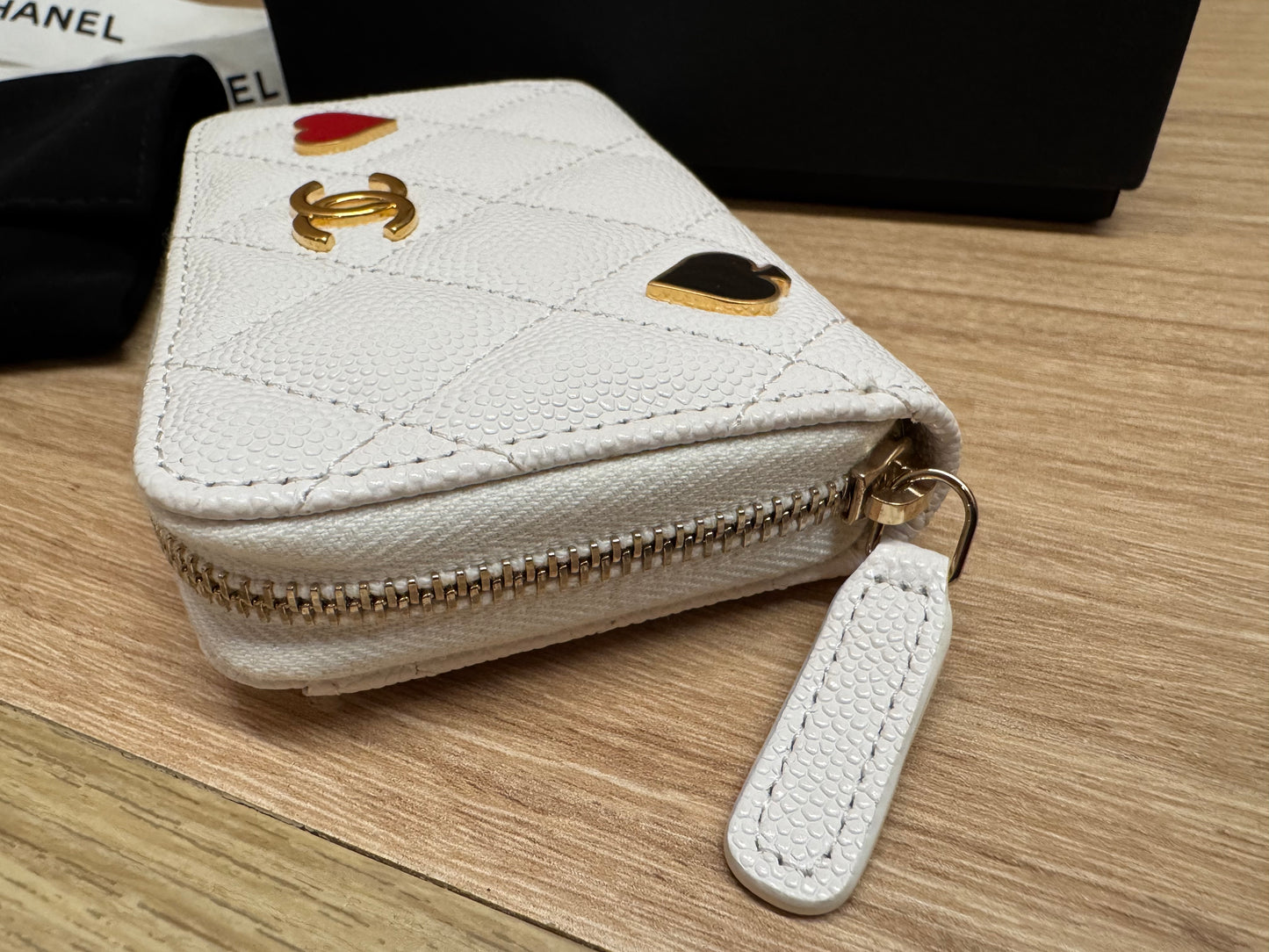 Chanel Zipped Coin Purse Casino White Caviar Limited Edition NEW