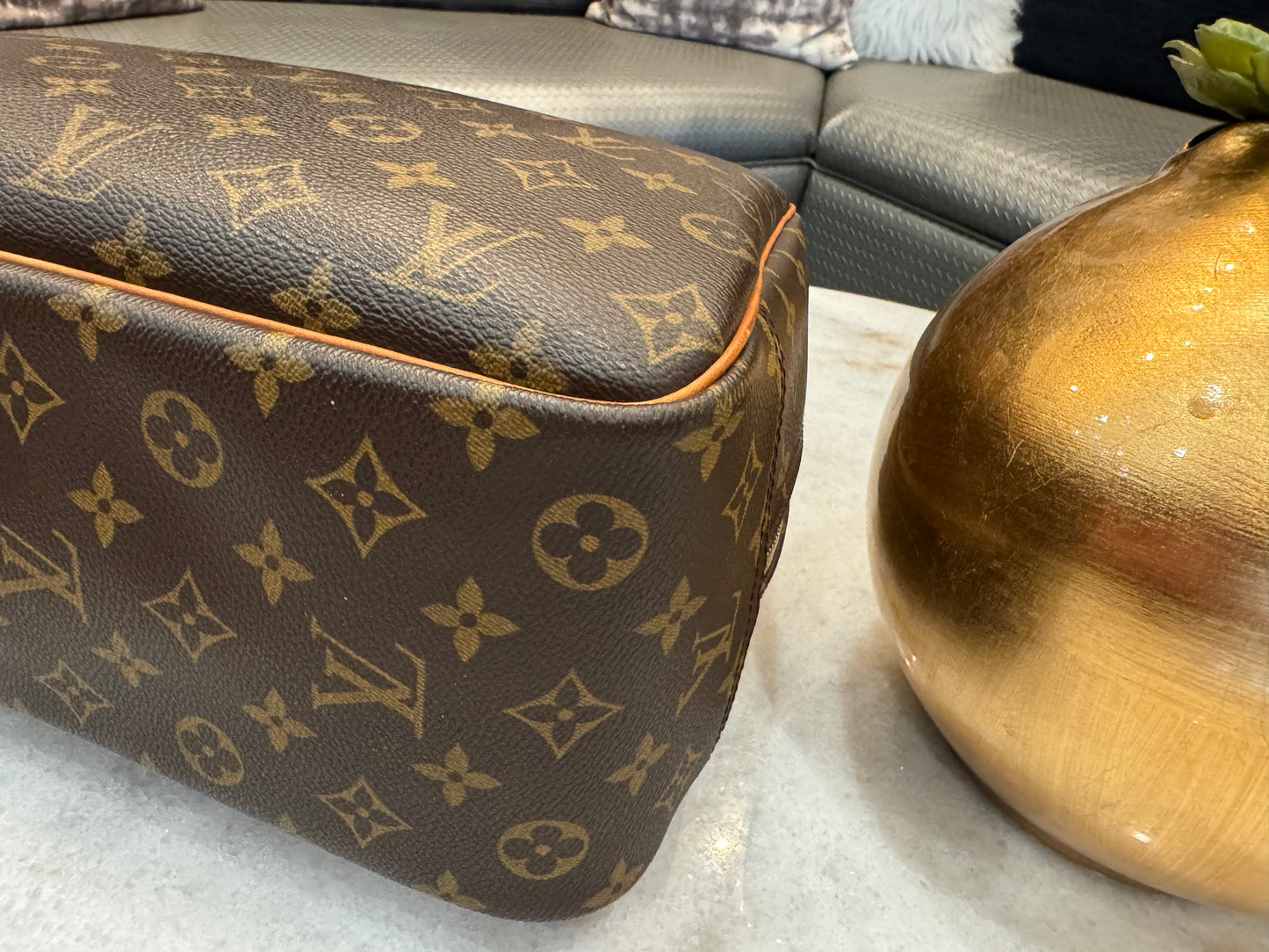 Louis Vuitton LV Hand Bag Deauville Brown Monogram