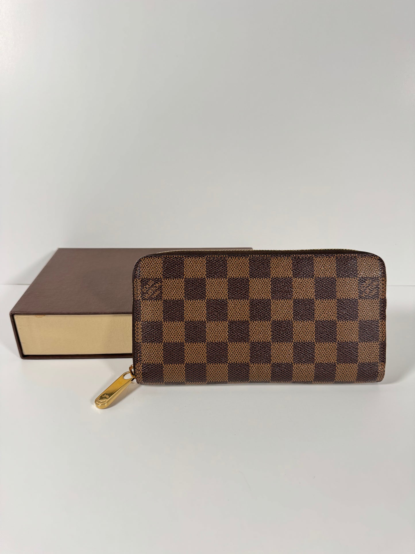 Authentic LOUIS VUITTON Damier Ebene Canvas Zippy Zip Around Long Wallet