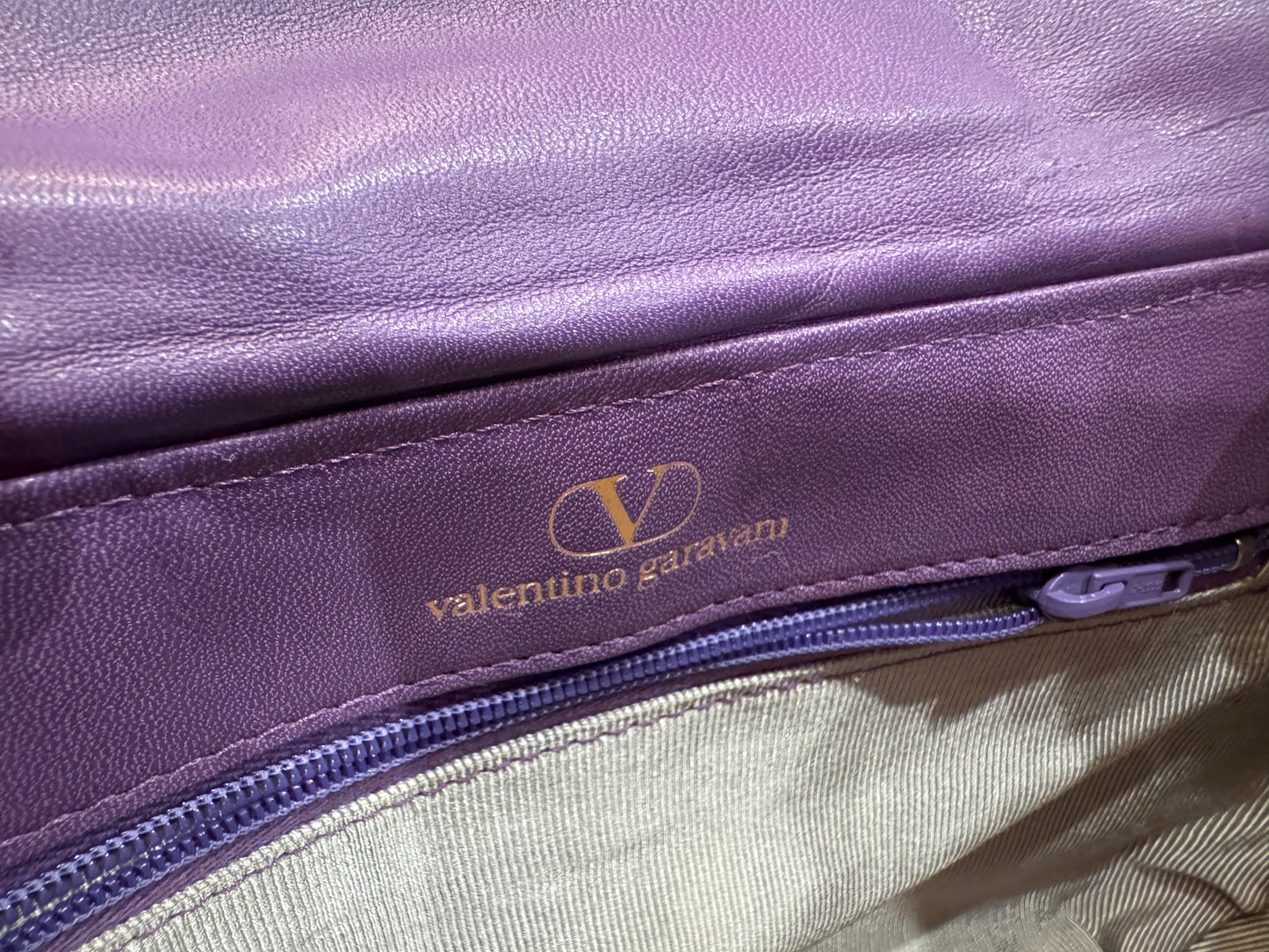 Valentino Garavani Crossbody Quilted Purple Leather Bag