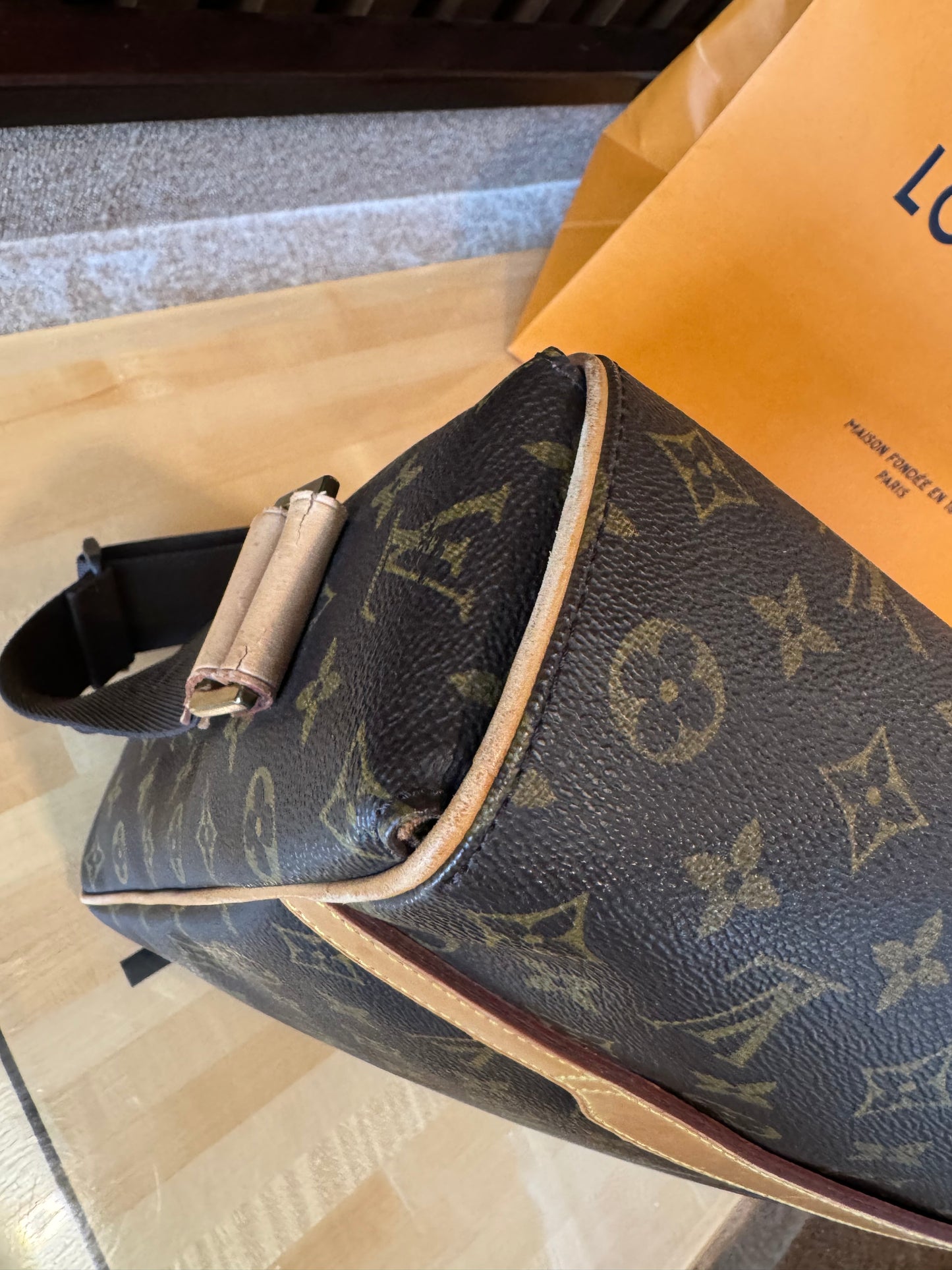 Louis Vuitton Abbesses Messenger Crossbody Laptop Bag Brown Monogram