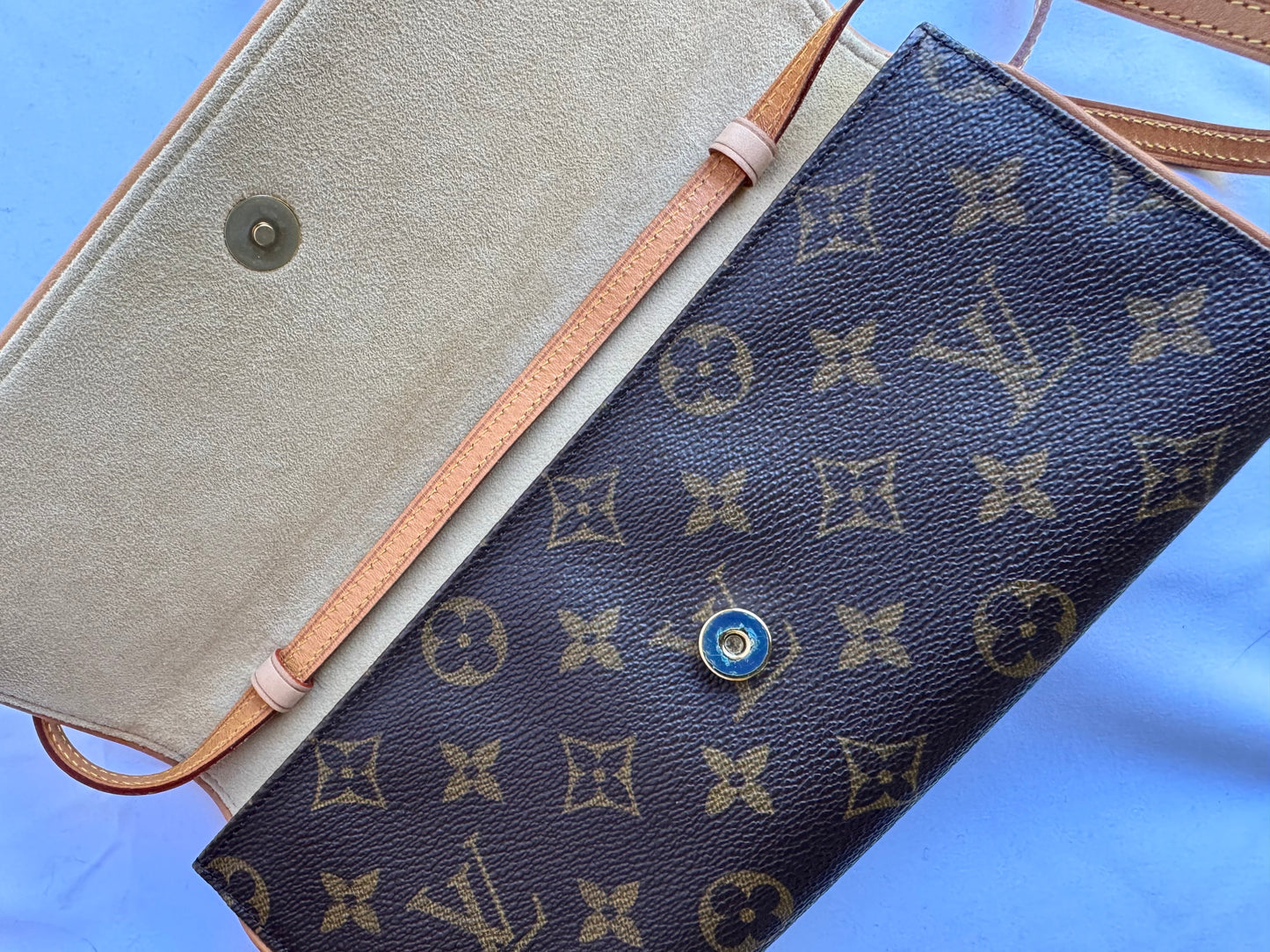 Louis Vuitton Pochette Twin GM Crossbody Bag Brown Monogram Canvas