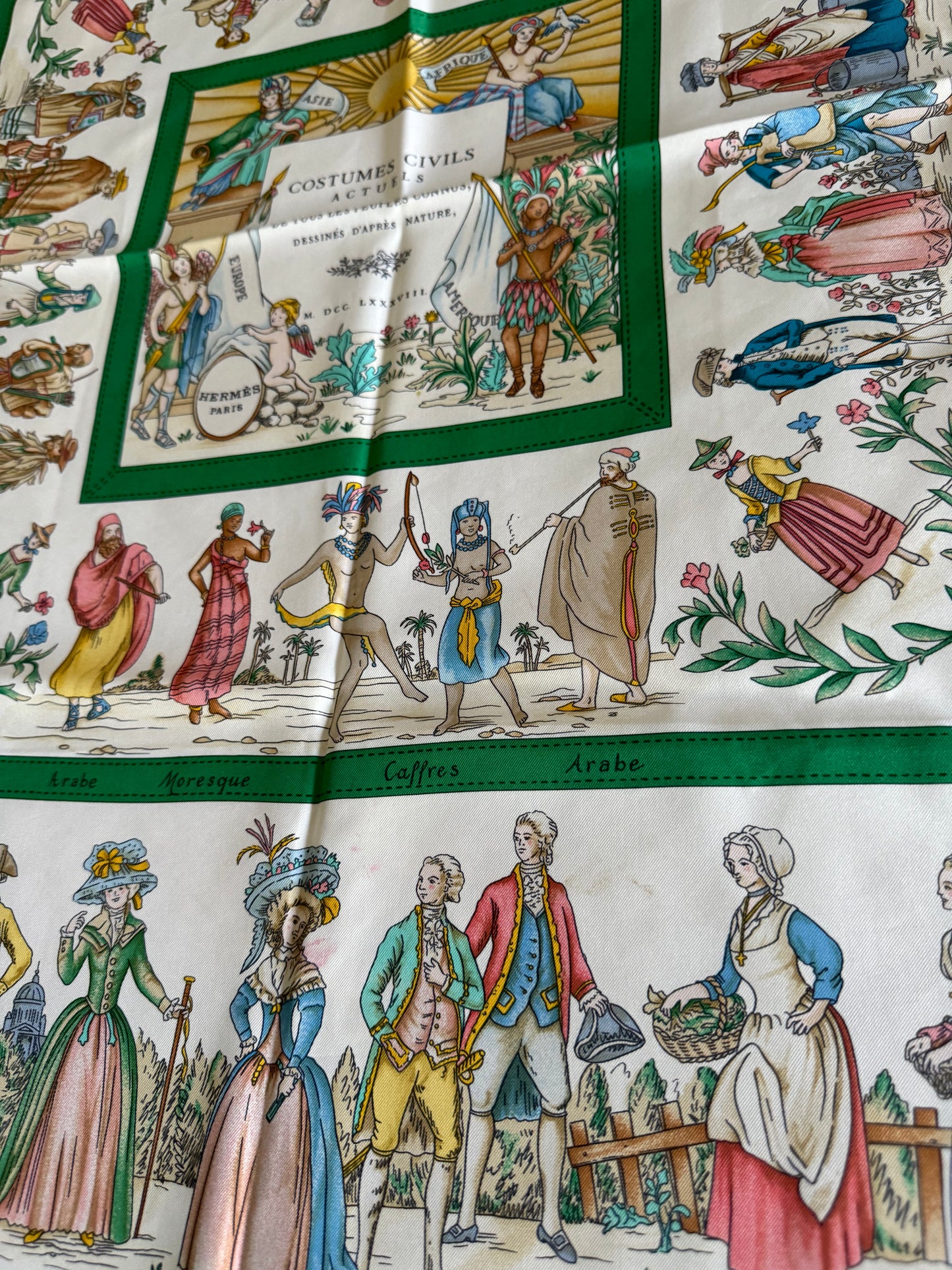 HERMES Costumes Civils Actuels Carre 90 Scarf by De La Perrier