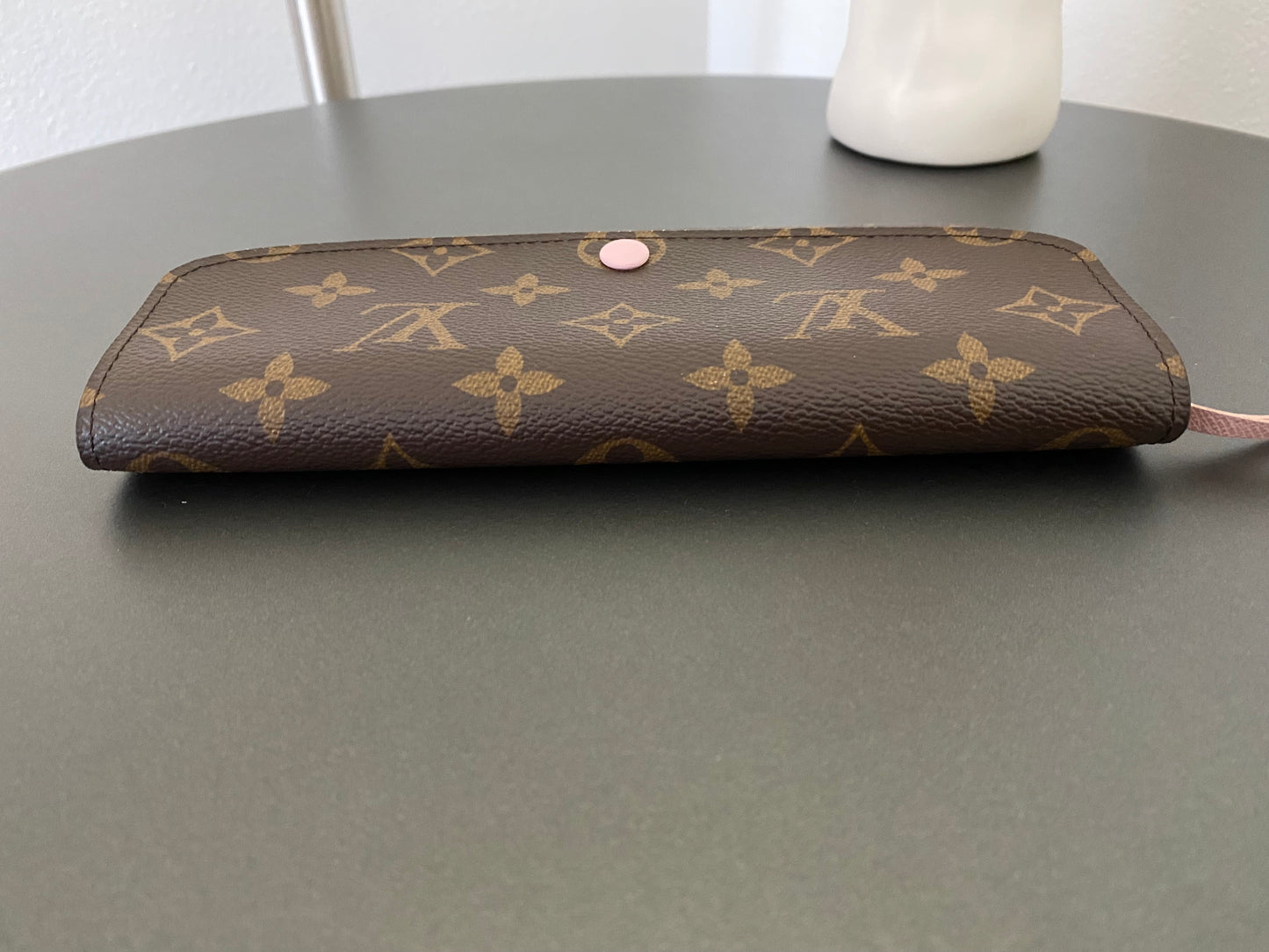LOUIS VUITTON Emilie Wallet Pink Brown Monogram Canvas