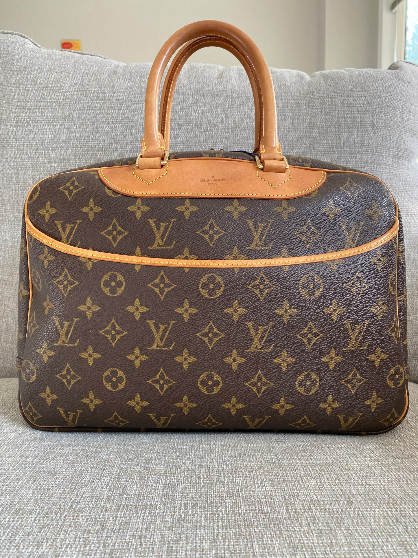 Louis Vuitton Deauville Brown Monogram Canvas Vanity Bowling Handbag