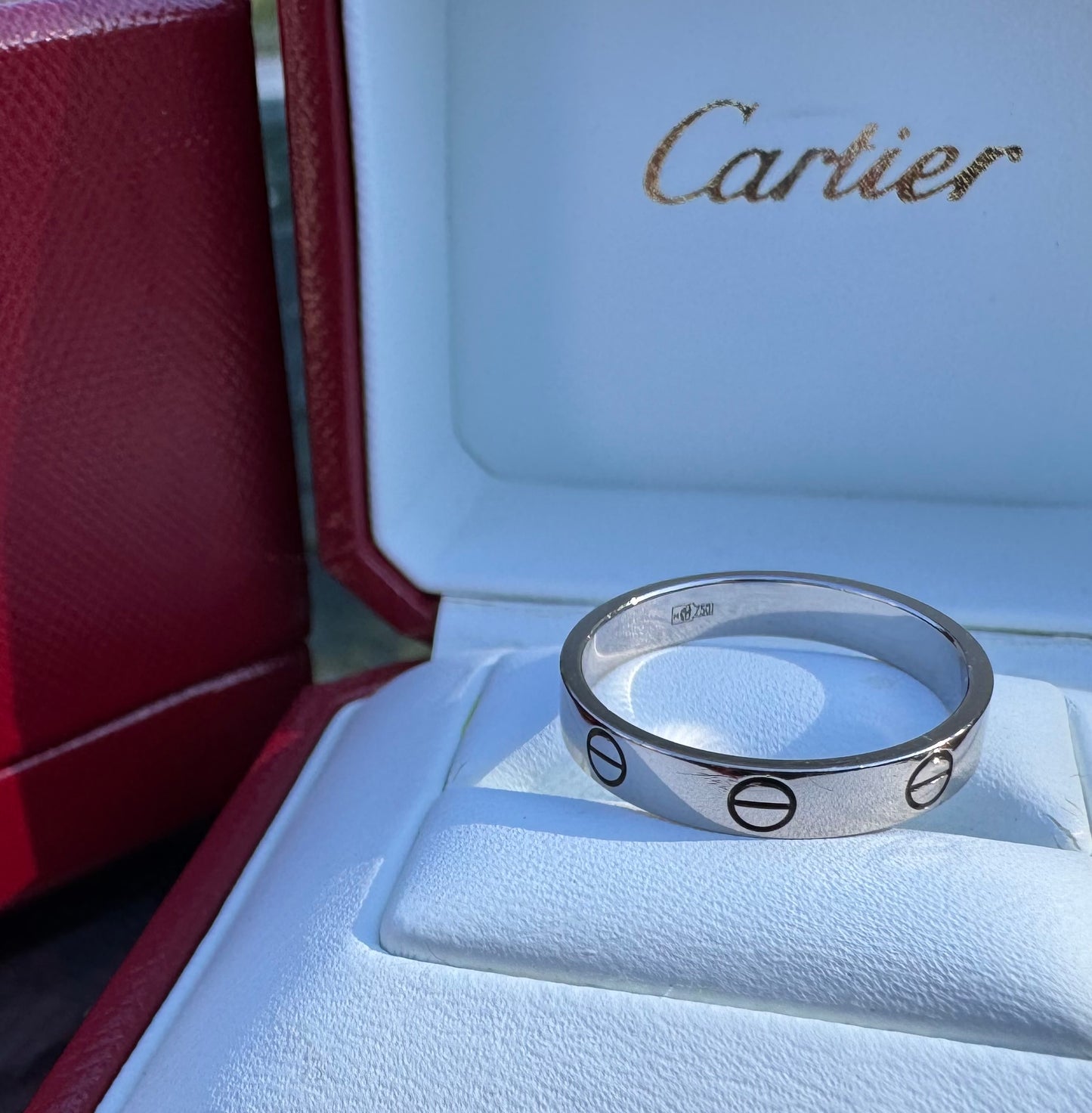 Cartier Love Band Ring 18K White Gold 3.6mm Size 55 US 7.25
