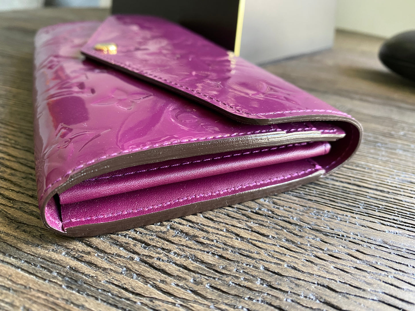 Louis Vuitton Long Wallet Portefeuille Sarah Purple Vernis