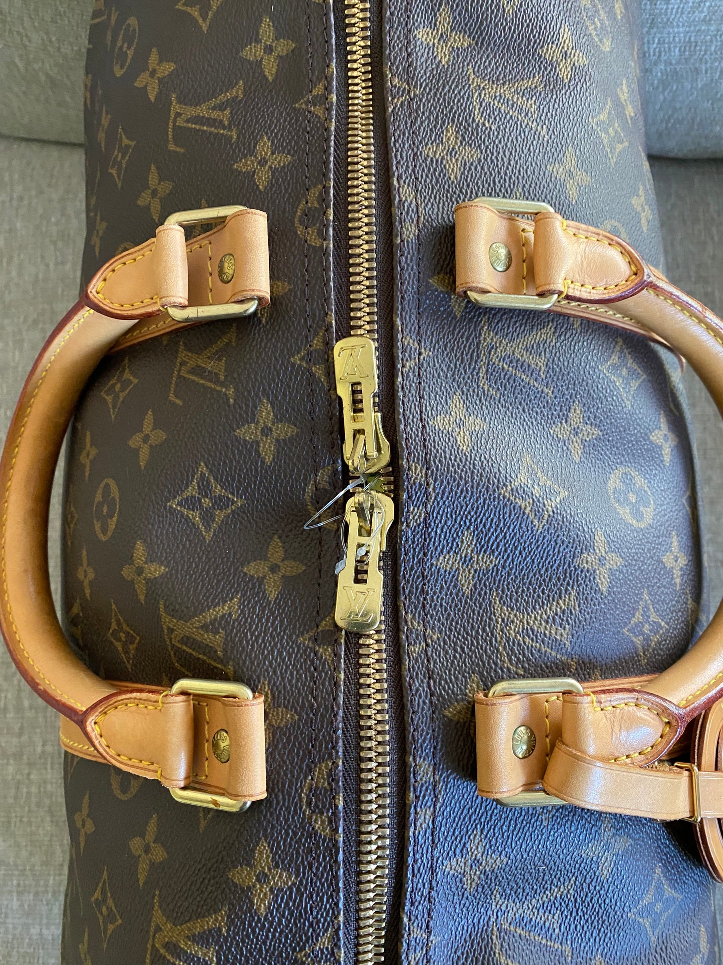 Louis Vuitton Keepall 50 Brown Canvas Duffle Travel Bag