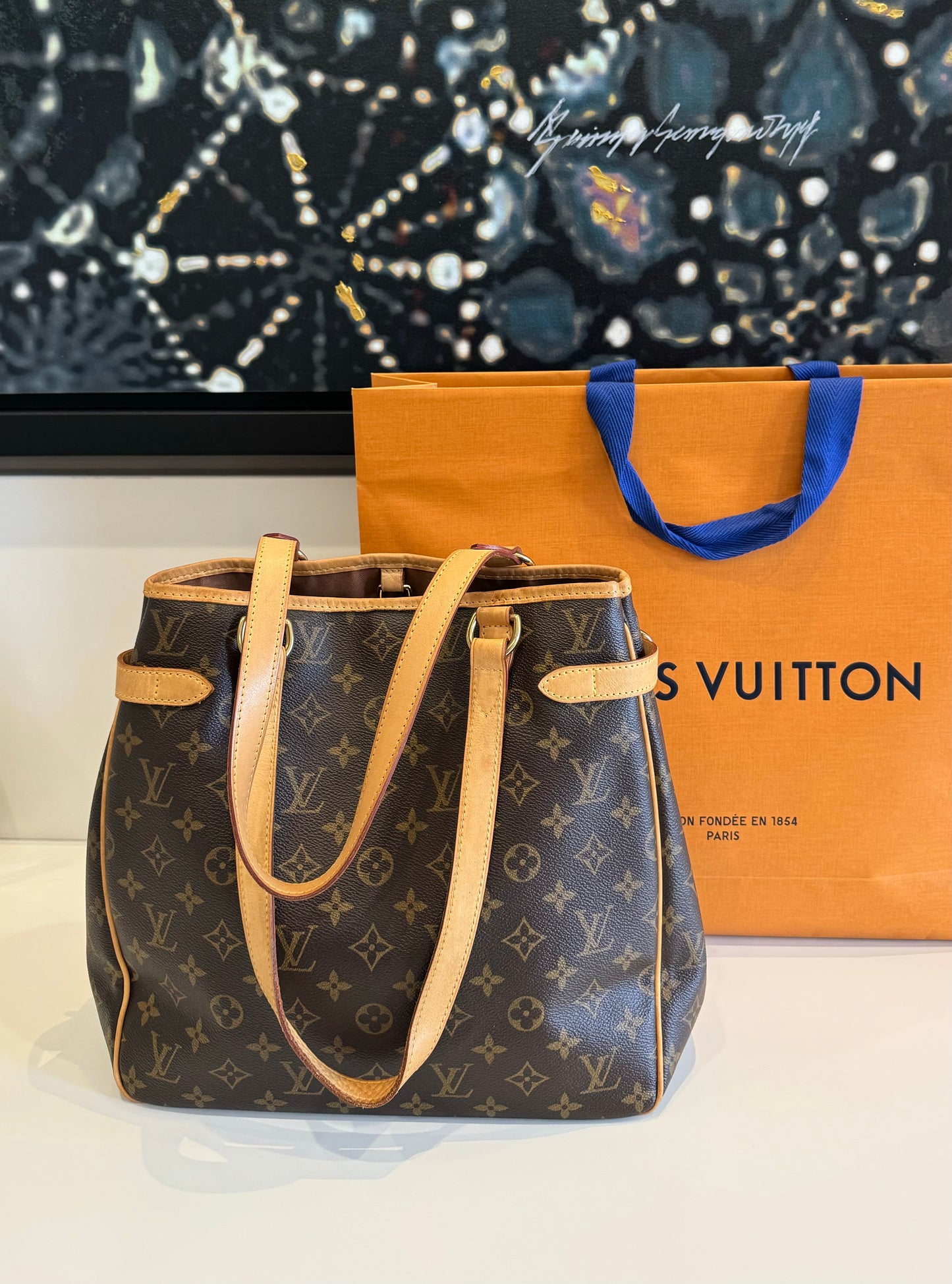LOUIS VUITTON MONOGRAM BATIGNOLLES VERTICAL HAND TOTE BAG