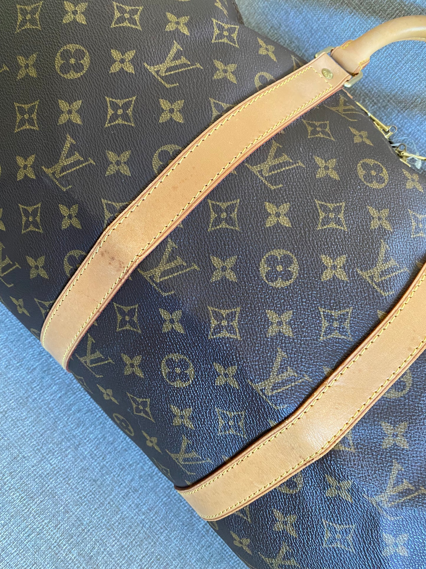 Louis Vuitton Keepall 50 Brown Canvas Duffle Travel Bag