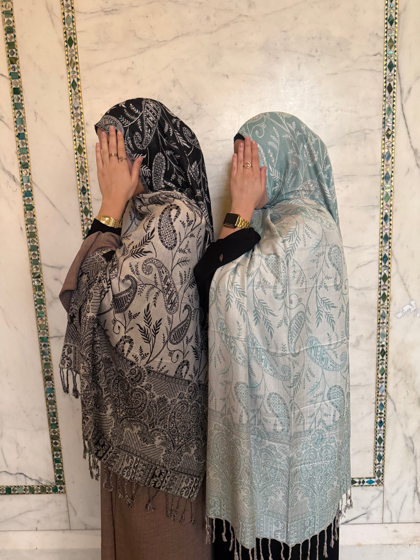 Reversible Pashmina Shawl - Glittering Black
