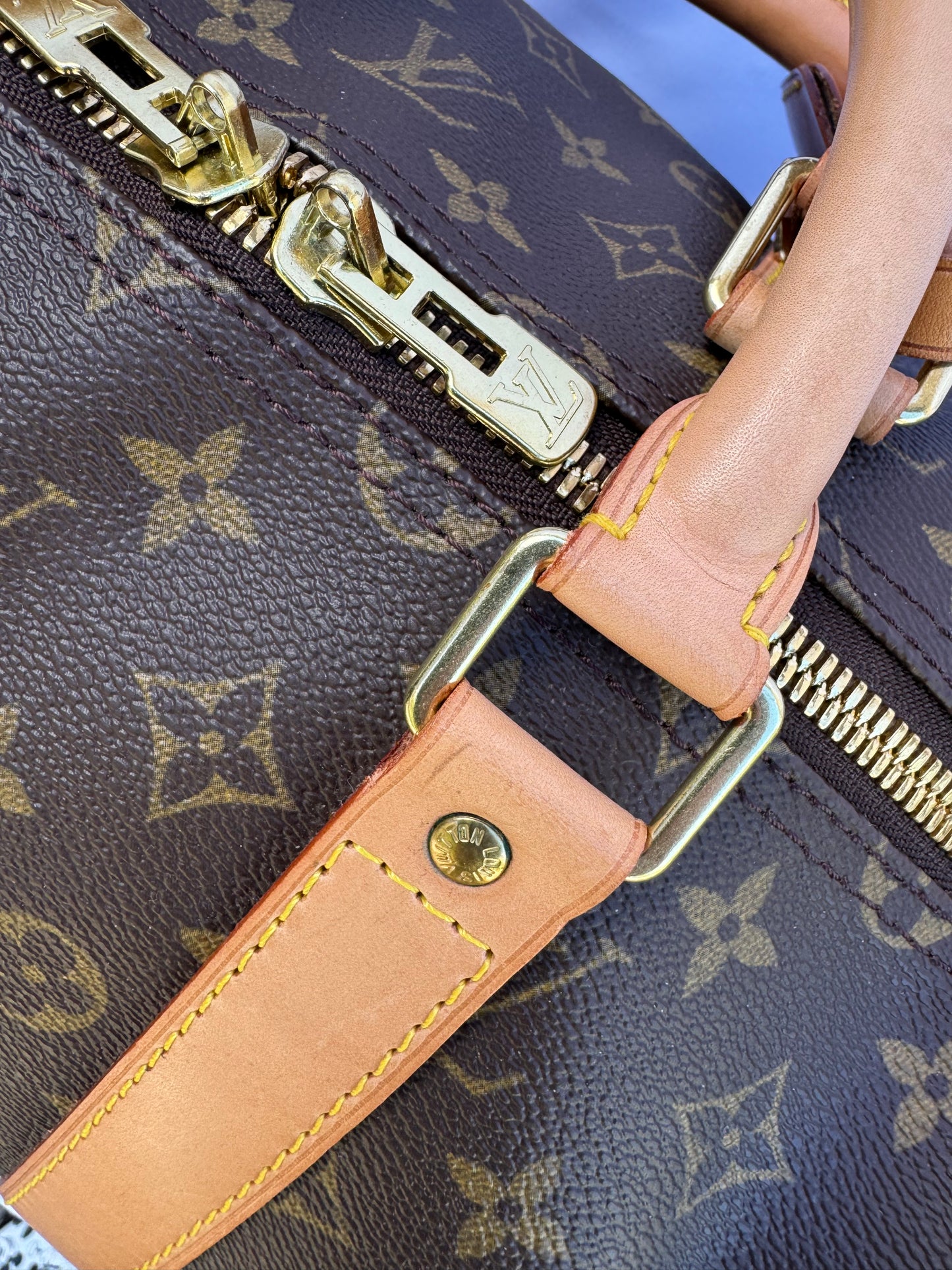 Louis Vuitton Keepall 55 Boston Duffle Travel Bag Brown Canvas