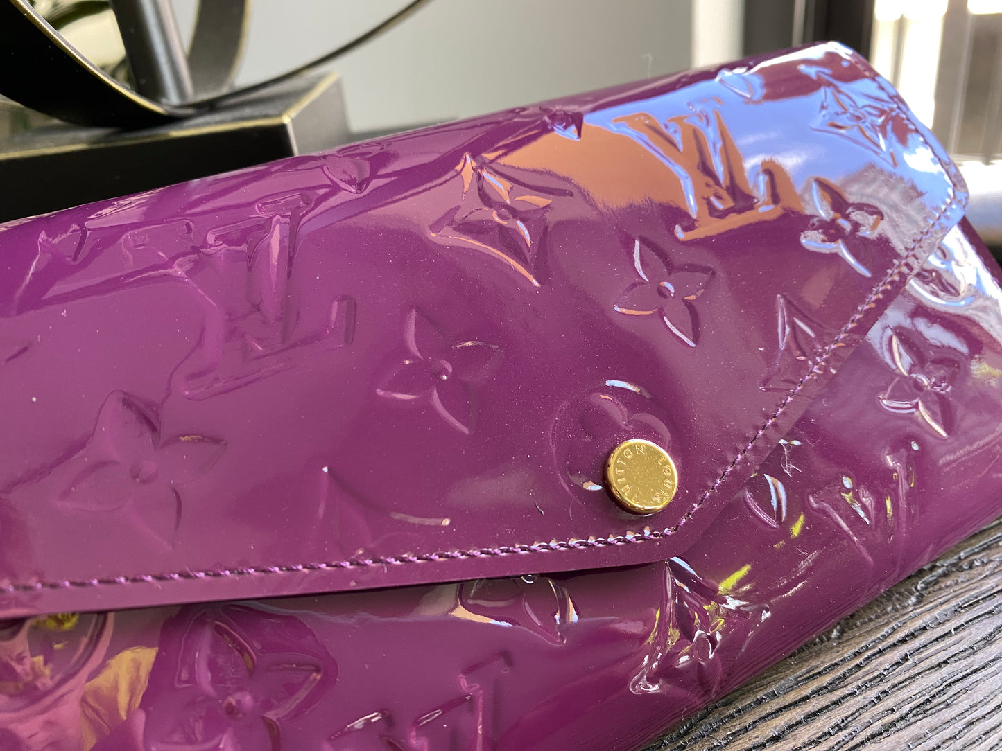 Louis Vuitton Long Wallet Portefeuille Sarah Purple Vernis