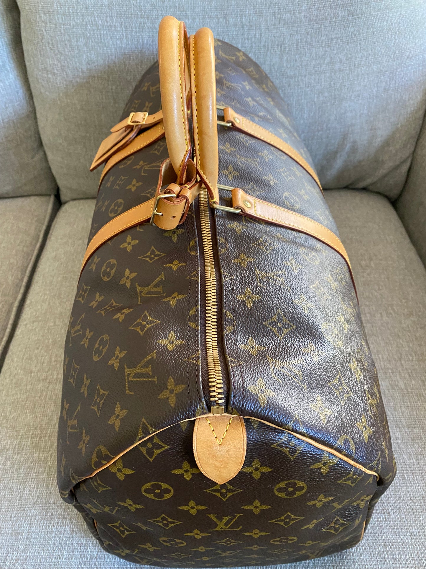 Louis Vuitton Keepall 55 Brown Monogram Canvas Duffle Travel Bag