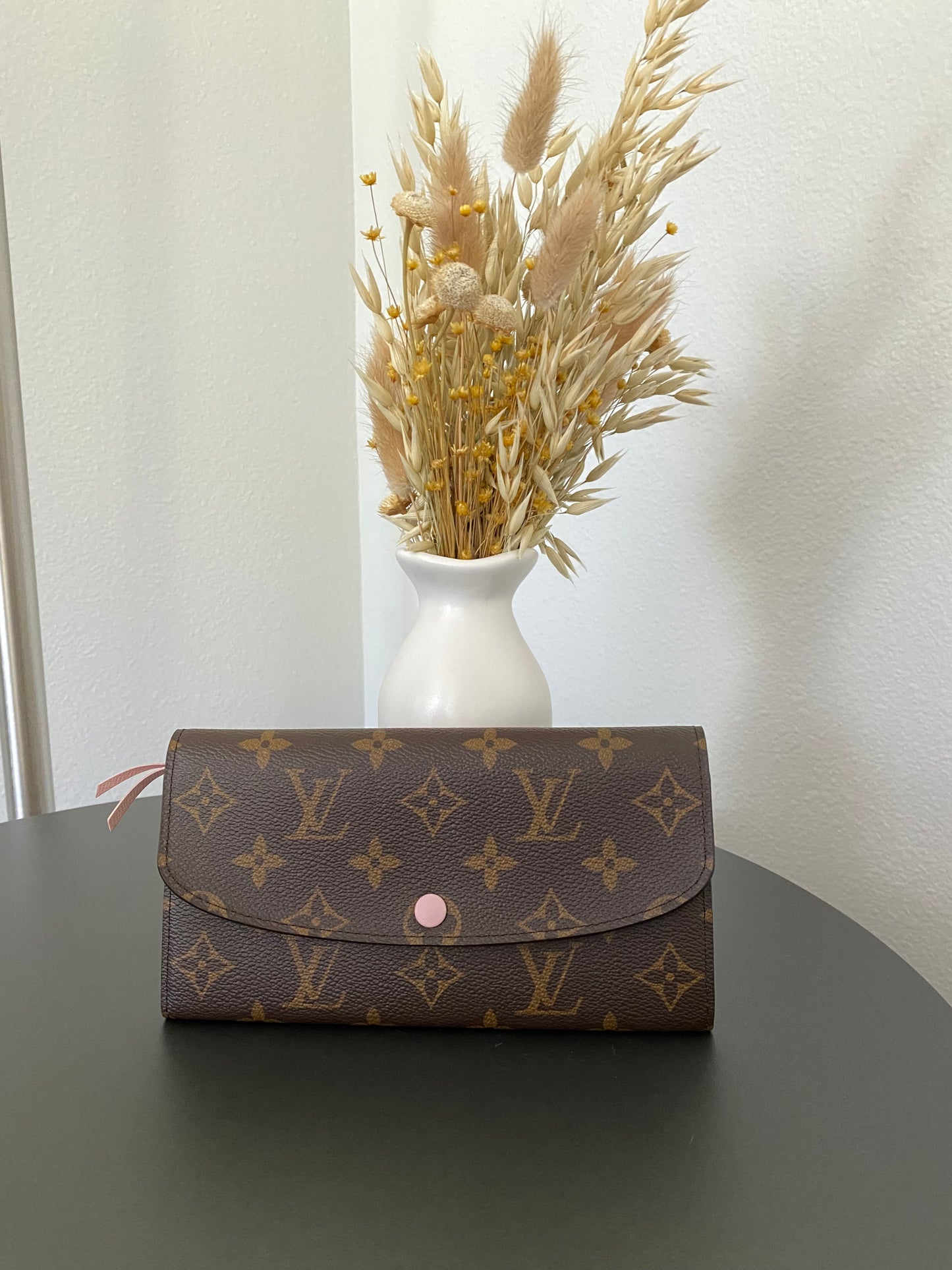 LOUIS VUITTON Emilie Wallet Pink Brown Monogram Canvas