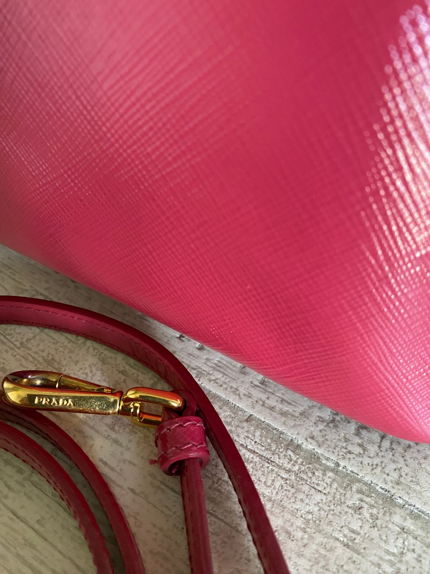 MSRP $2700 Prada Promenade Small Saffiano Vernice Shoulder Bag Color - Peonia