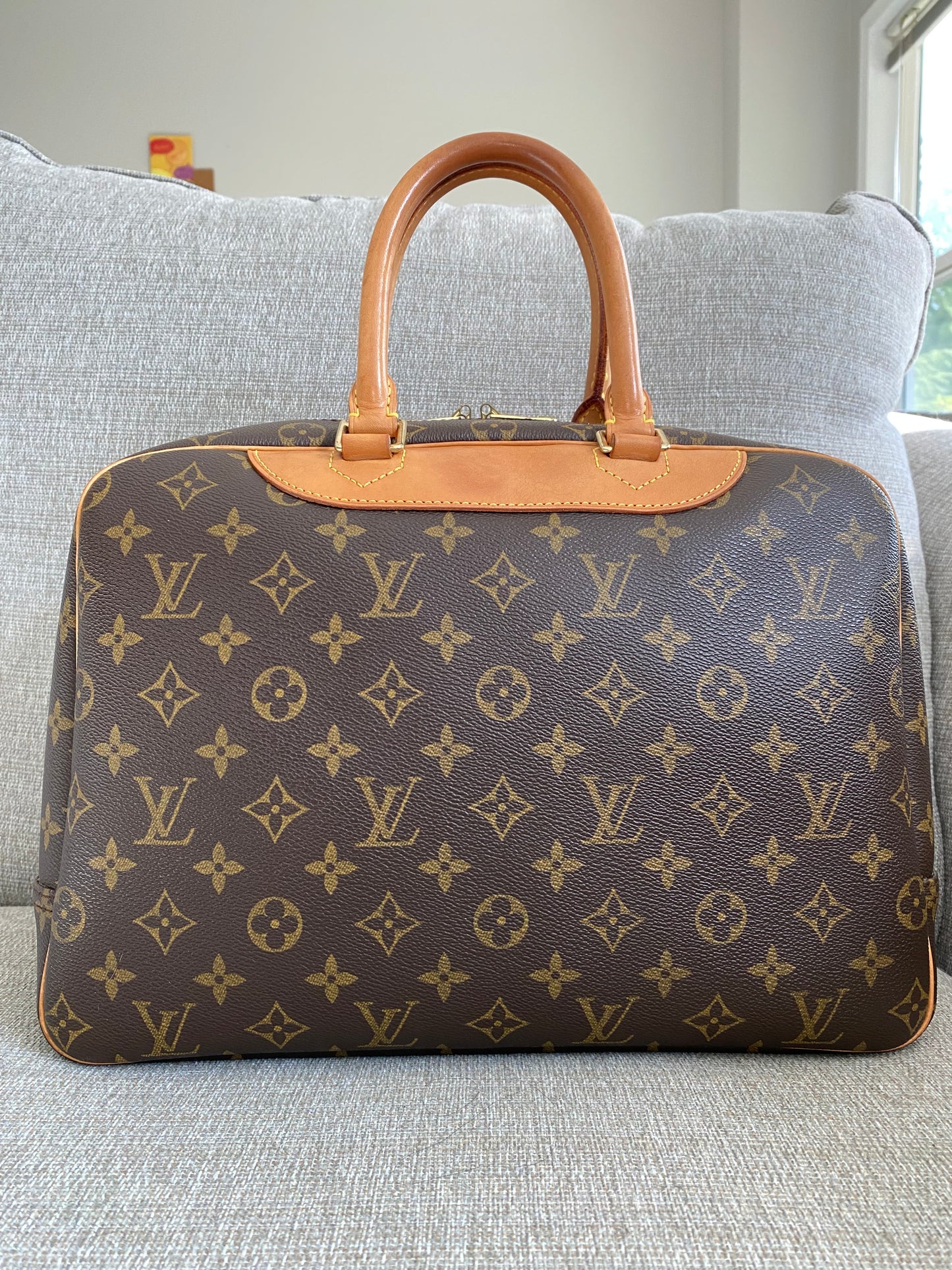 Louis Vuitton Deauville Brown Monogram Canvas Vanity Bowling Handbag